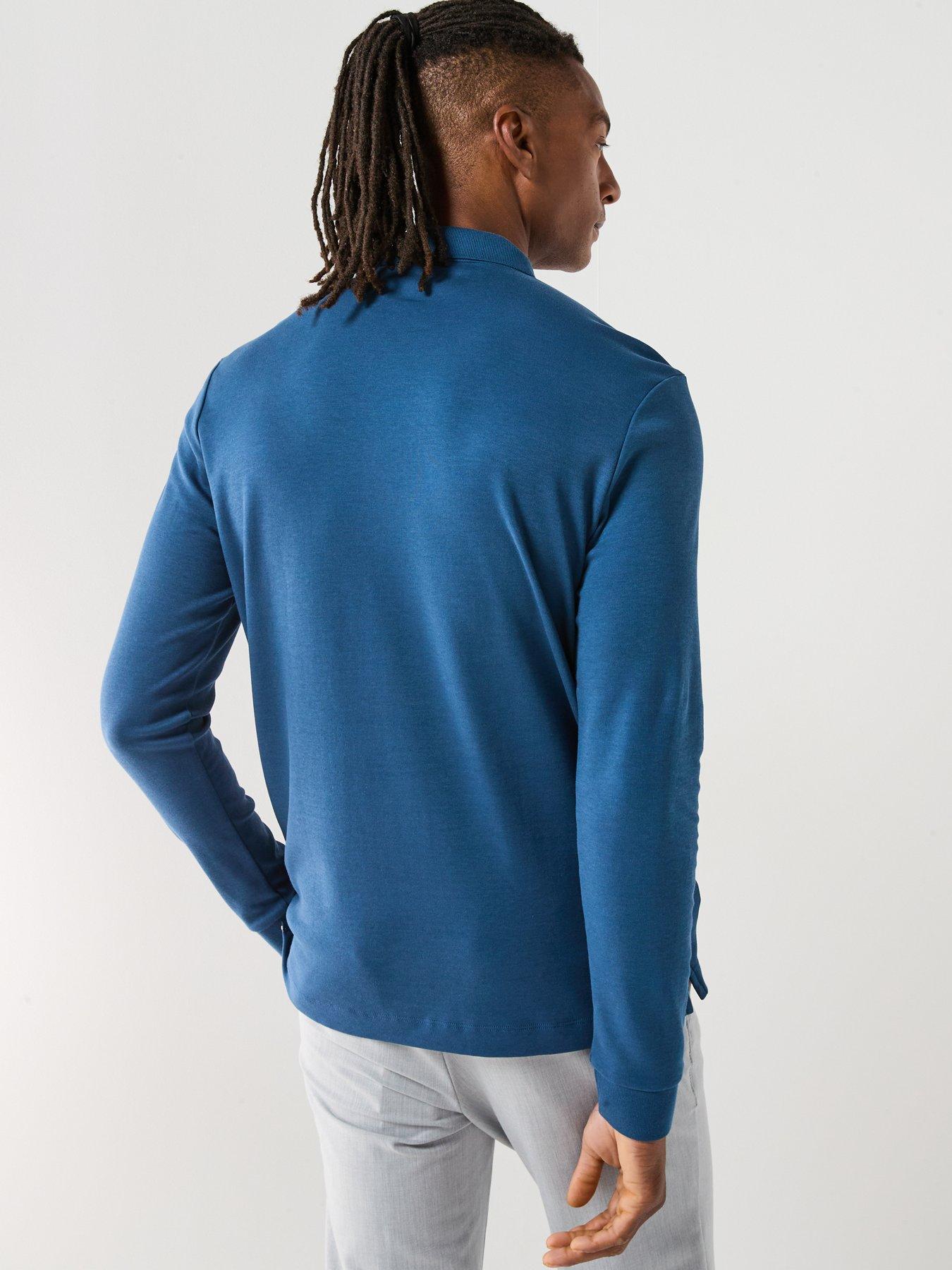 Image 2 of 5 of BOSS Pado 30 Long Sleeve Pique Polo Shirt - Dark Blue