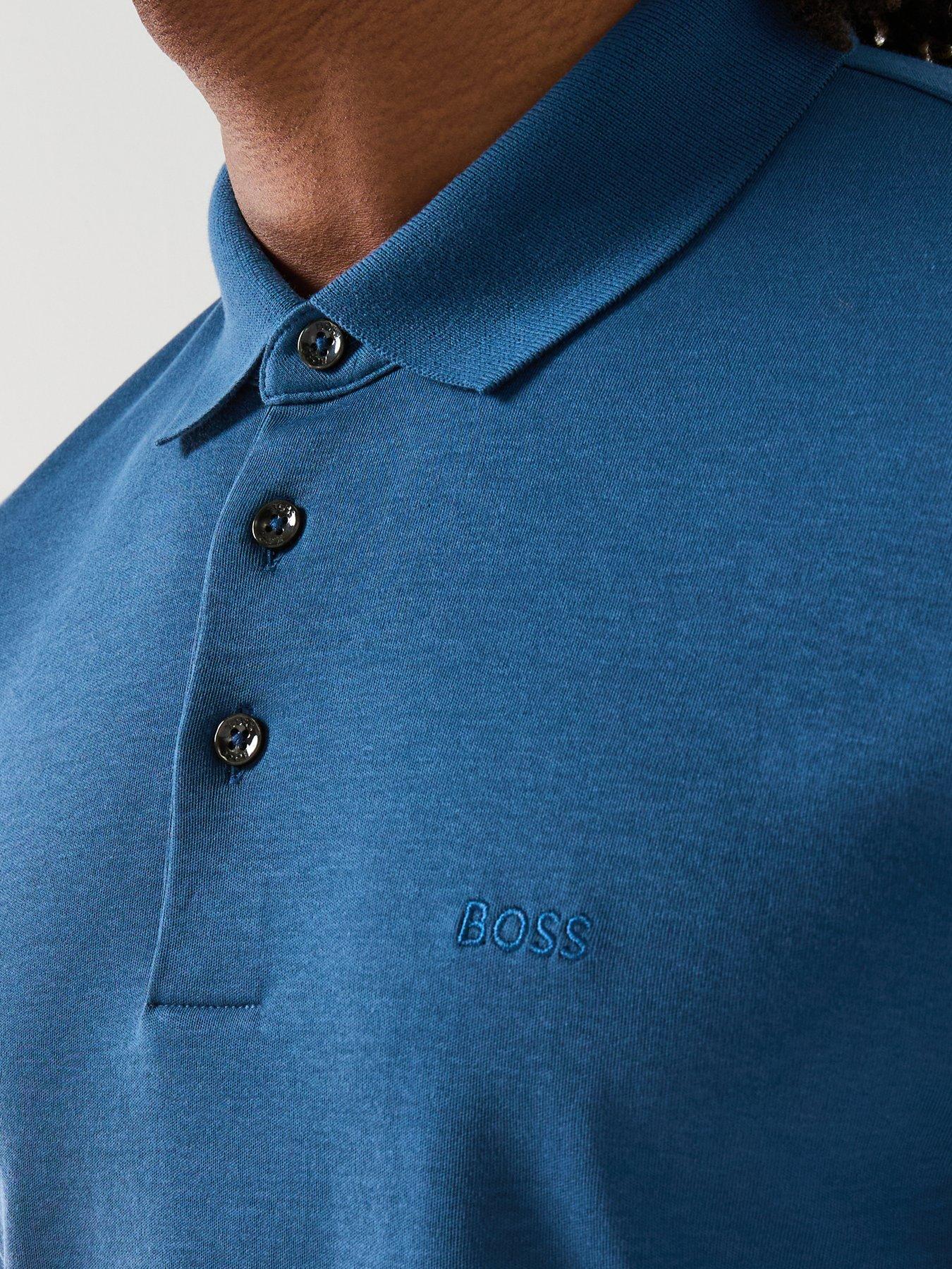 Image 5 of 5 of BOSS Pado 30 Long Sleeve Pique Polo Shirt - Dark Blue