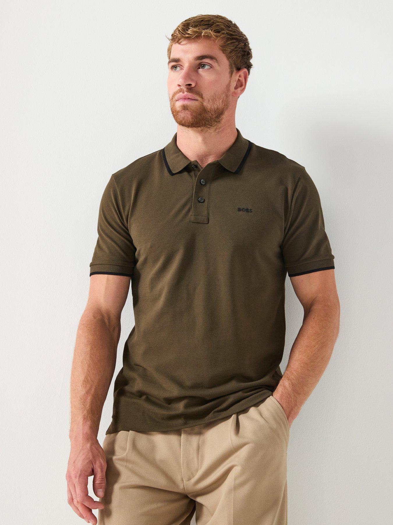 BOSS Parlay 190 Regular Fit Pipe Trim Pique Polo Shirt - Khaki