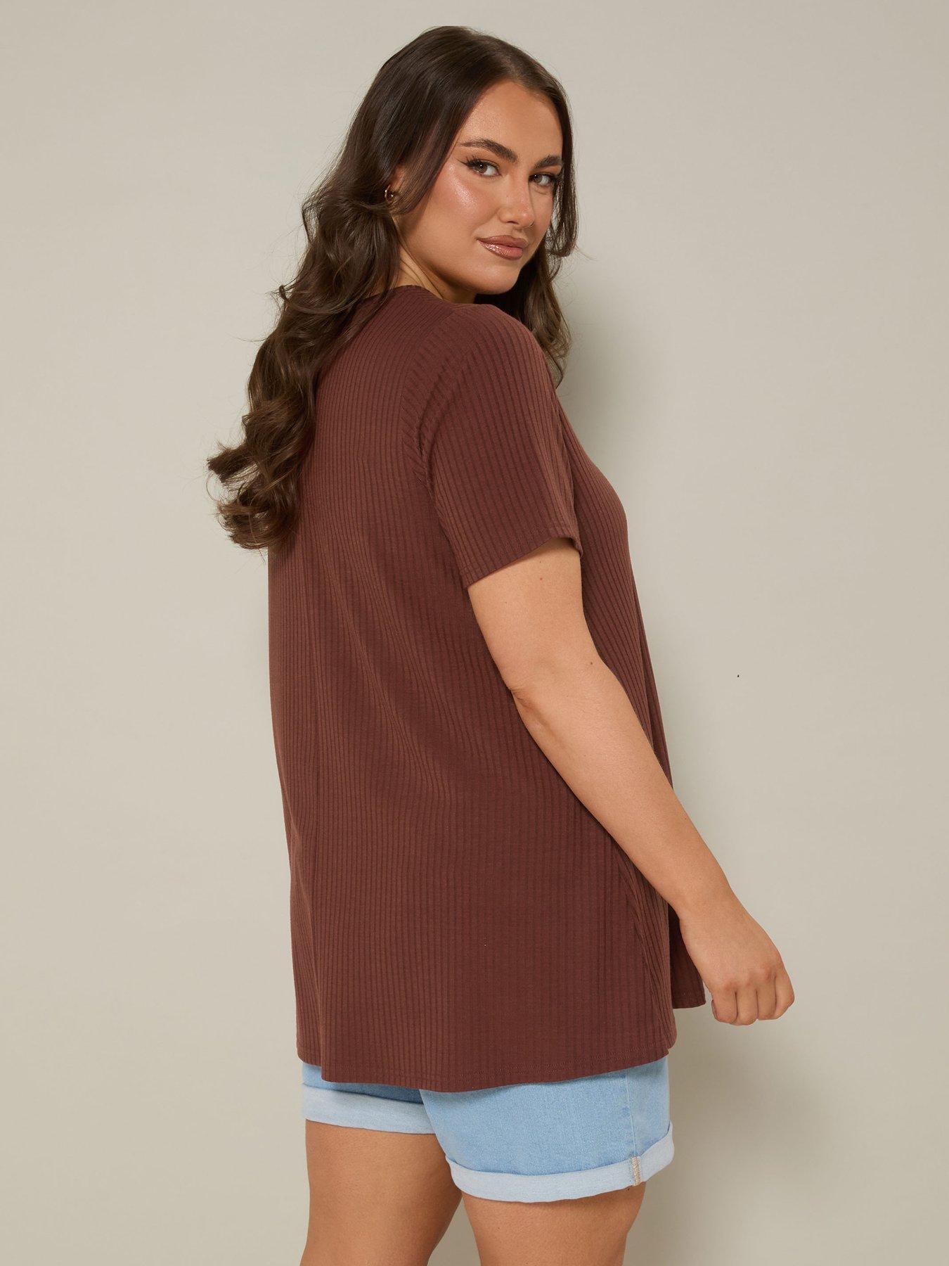 stillFront image of yours-curve-button-front-swing-t-shirt-orange
