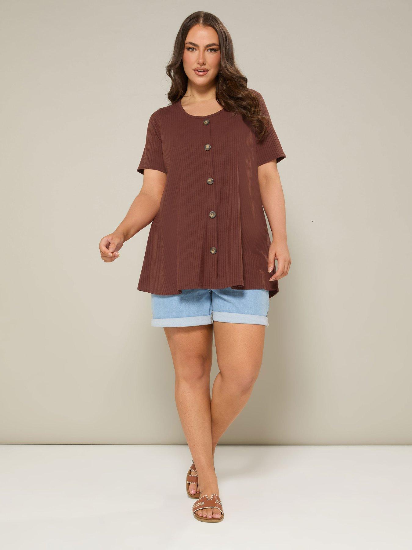  image of yours-curve-button-front-swing-t-shirt-orange
