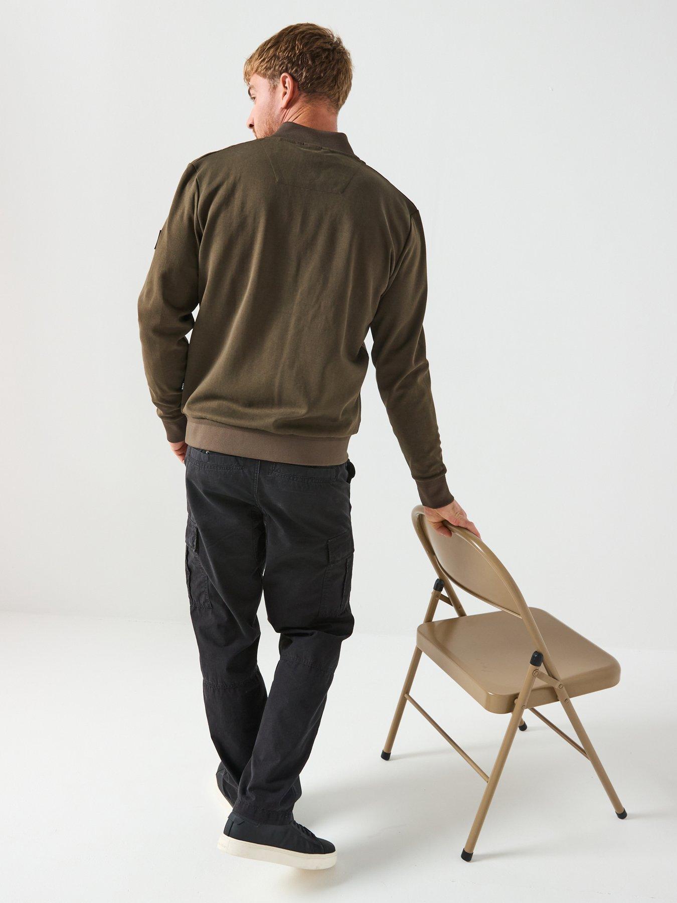 Image 6 of 6 of BOSS Boss H-skiles 100 Regular Fit Zip Through Sweat Bomber - Khaki