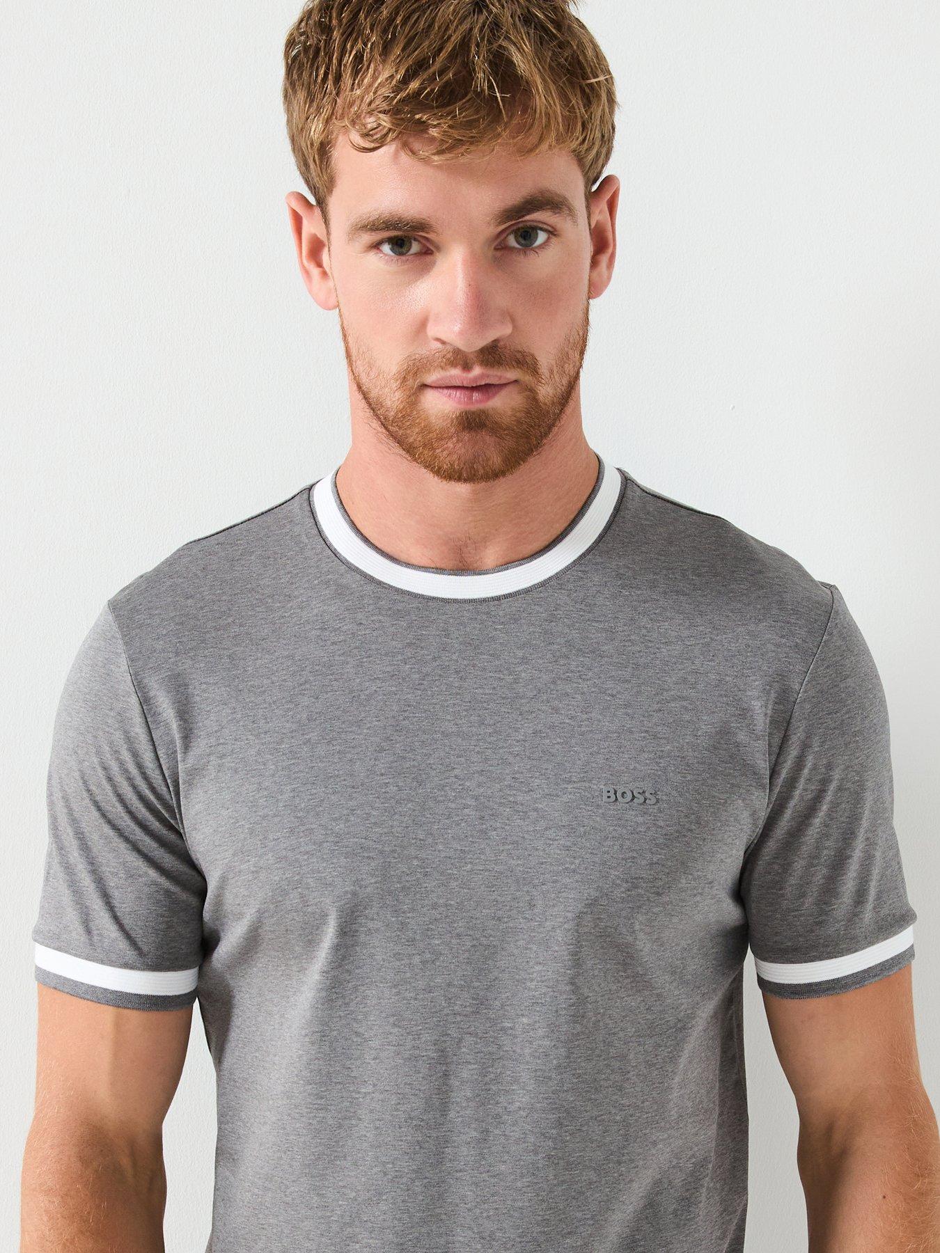 Image 4 of 5 of BOSS Contrast Trim Mercerised T-Shirt - Grey