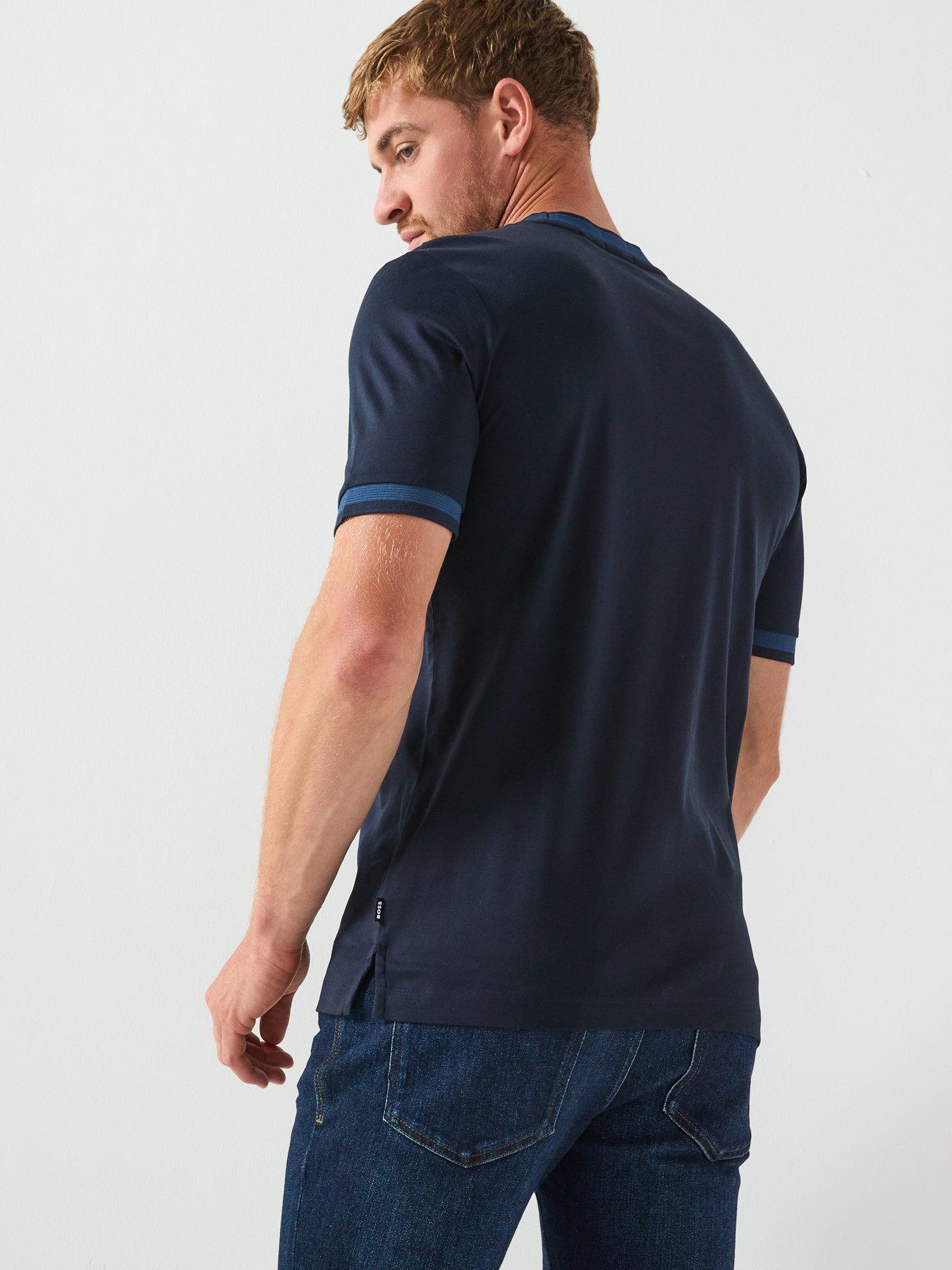 Image 2 of 5 of BOSS Contrast Trim Mercerised T-Shirt - Navy