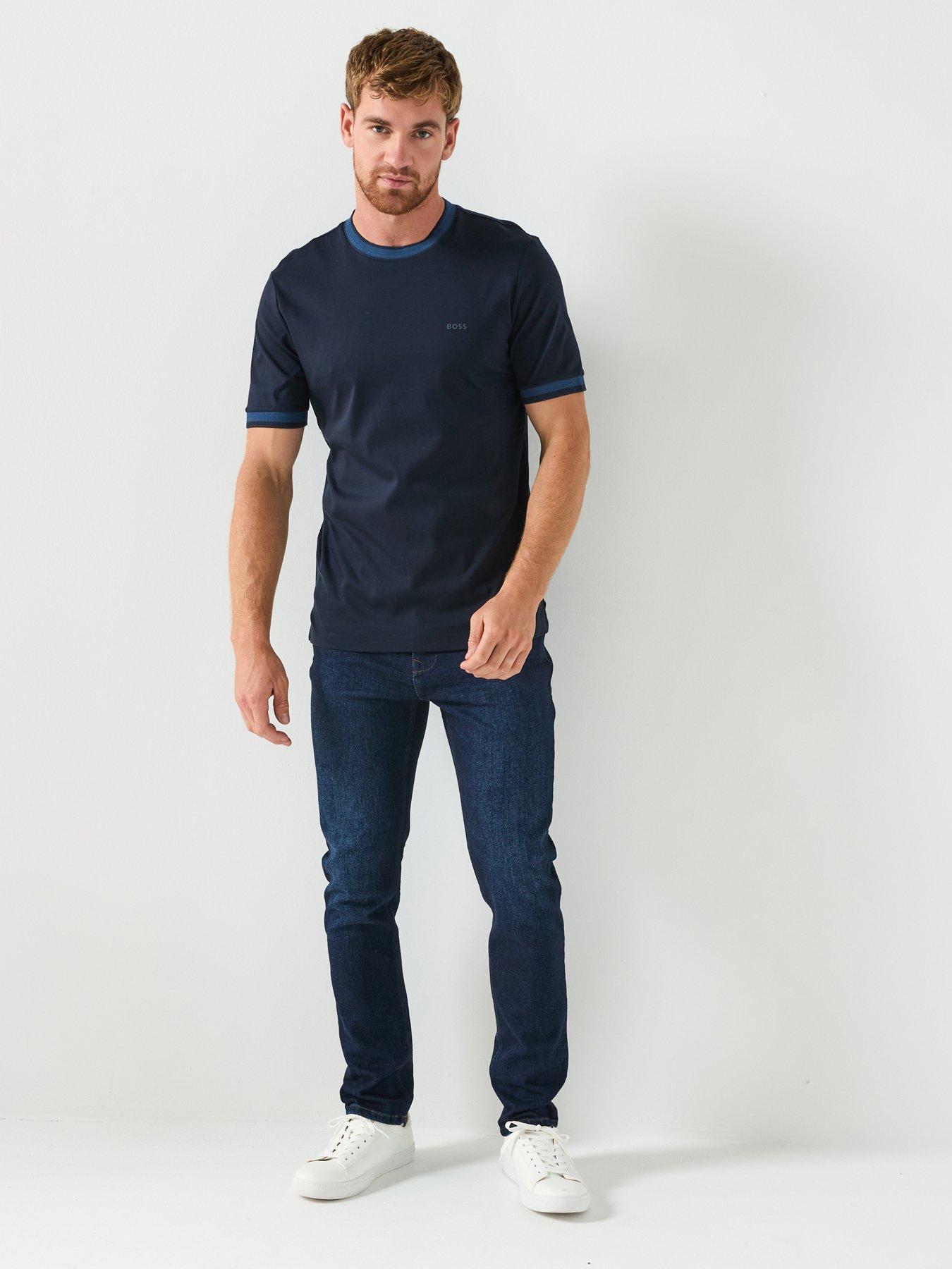 Image 3 of 5 of BOSS Contrast Trim Mercerised T-Shirt - Navy
