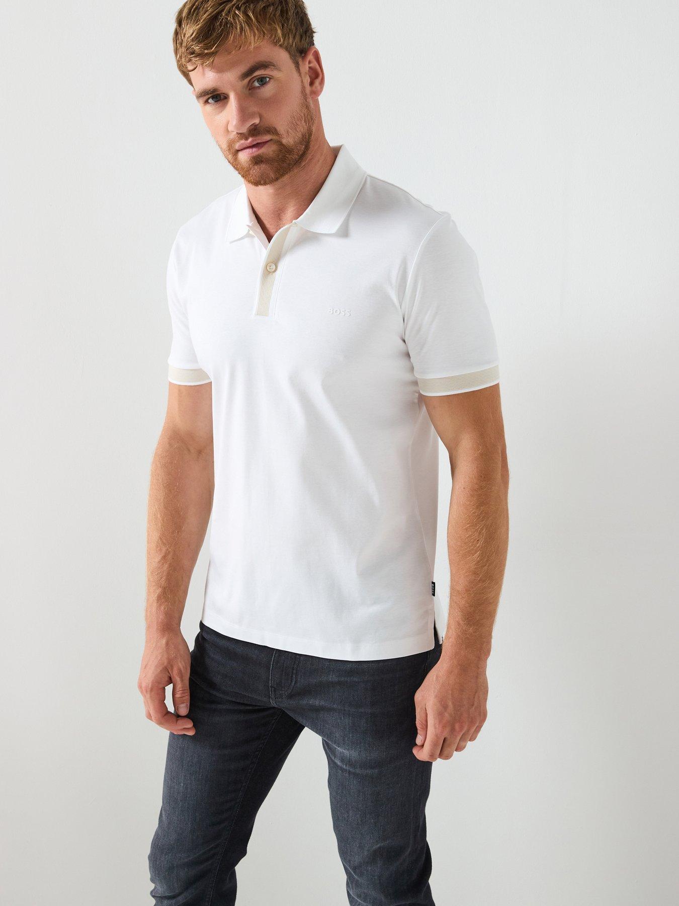 undefined H-Phillipson 200 Slim Fit Contrast Collar Polo Shirt - White
