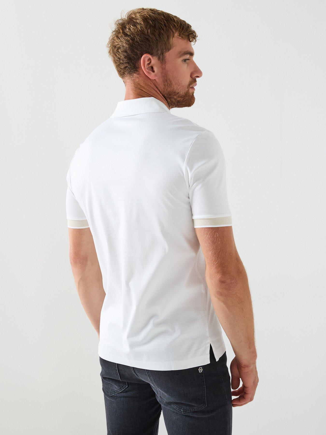 Image 2 of 5 of BOSS H-Phillipson 200 Slim Fit Contrast Collar Polo Shirt - White