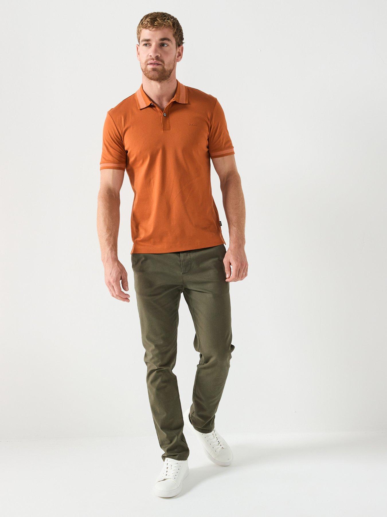 Image 3 of 5 of BOSS H-Phillipson 200 Slim Fit Contrast Collar Polo Shirt - Dark Orange