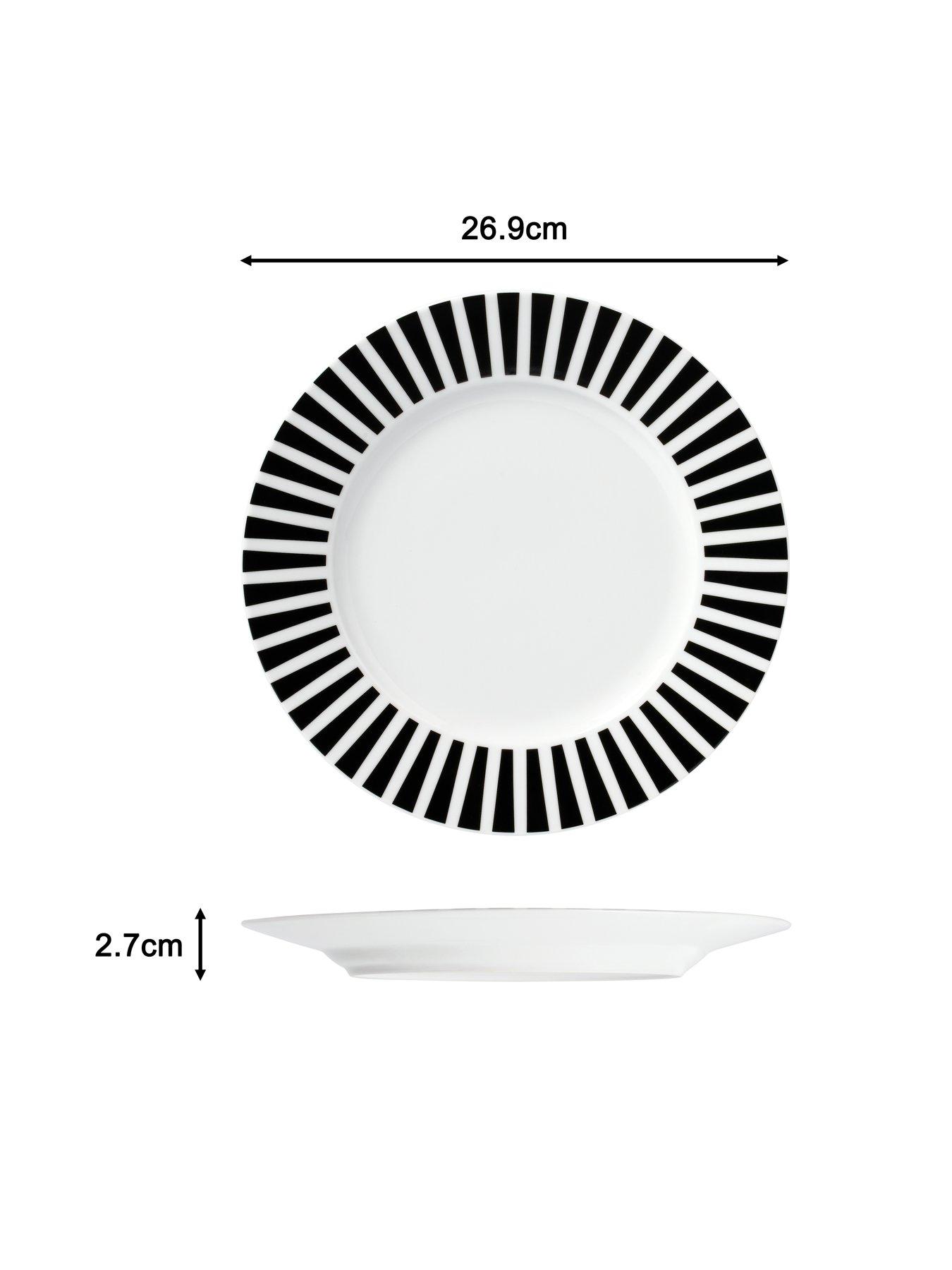 Image 4 of 7 of WATERSIDE 24-Piece Split Stripe Dinner Service Set in Black