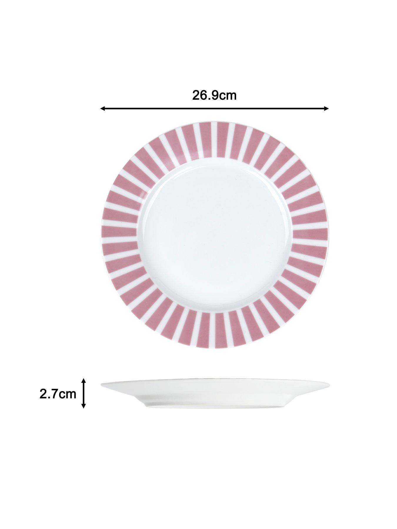 Image 4 of 7 of WATERSIDE 24-Piece Split Stripe Dinner Service Set in Pink