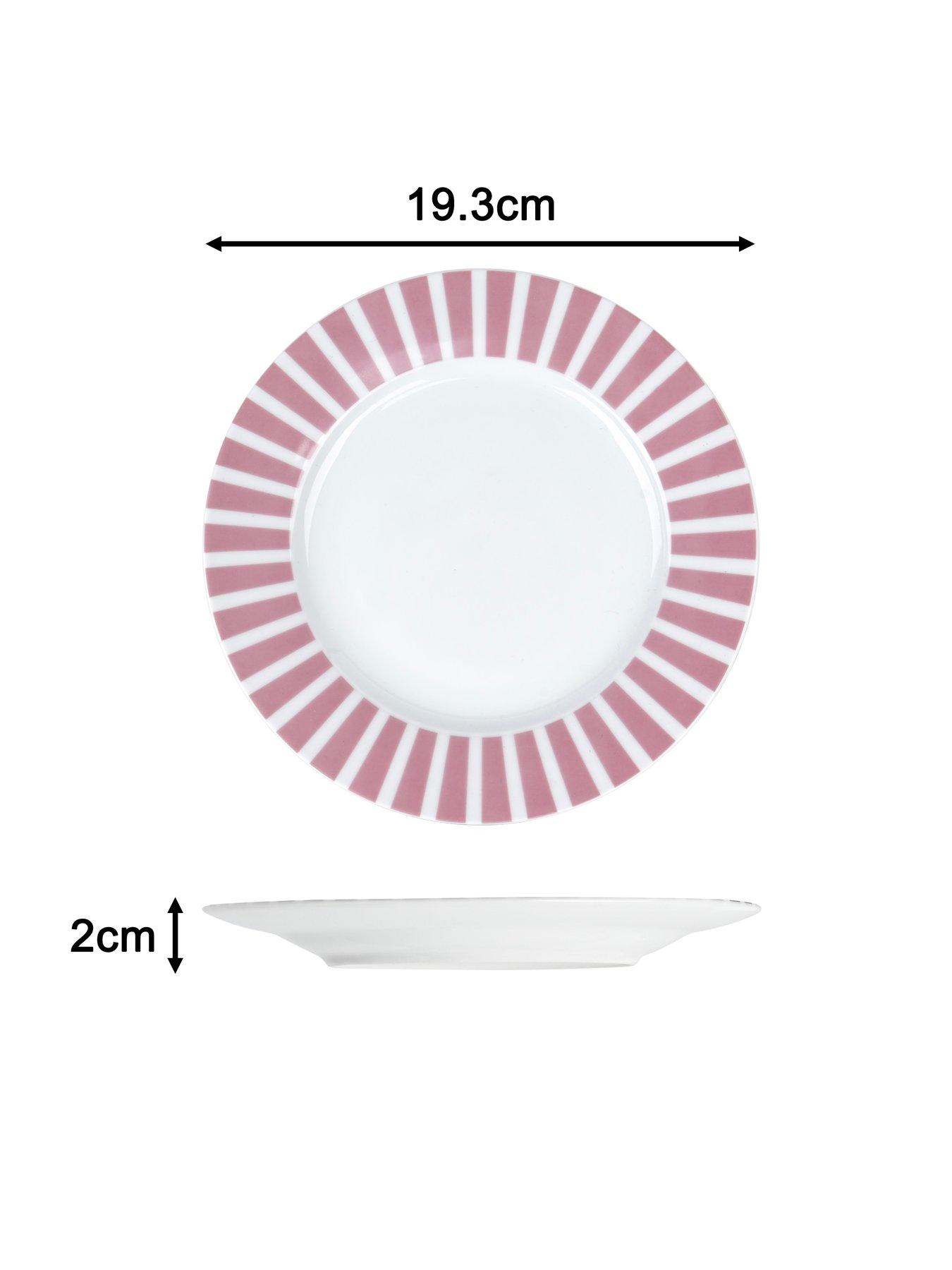 Image 5 of 7 of WATERSIDE 24-Piece Split Stripe Dinner Service Set in Pink