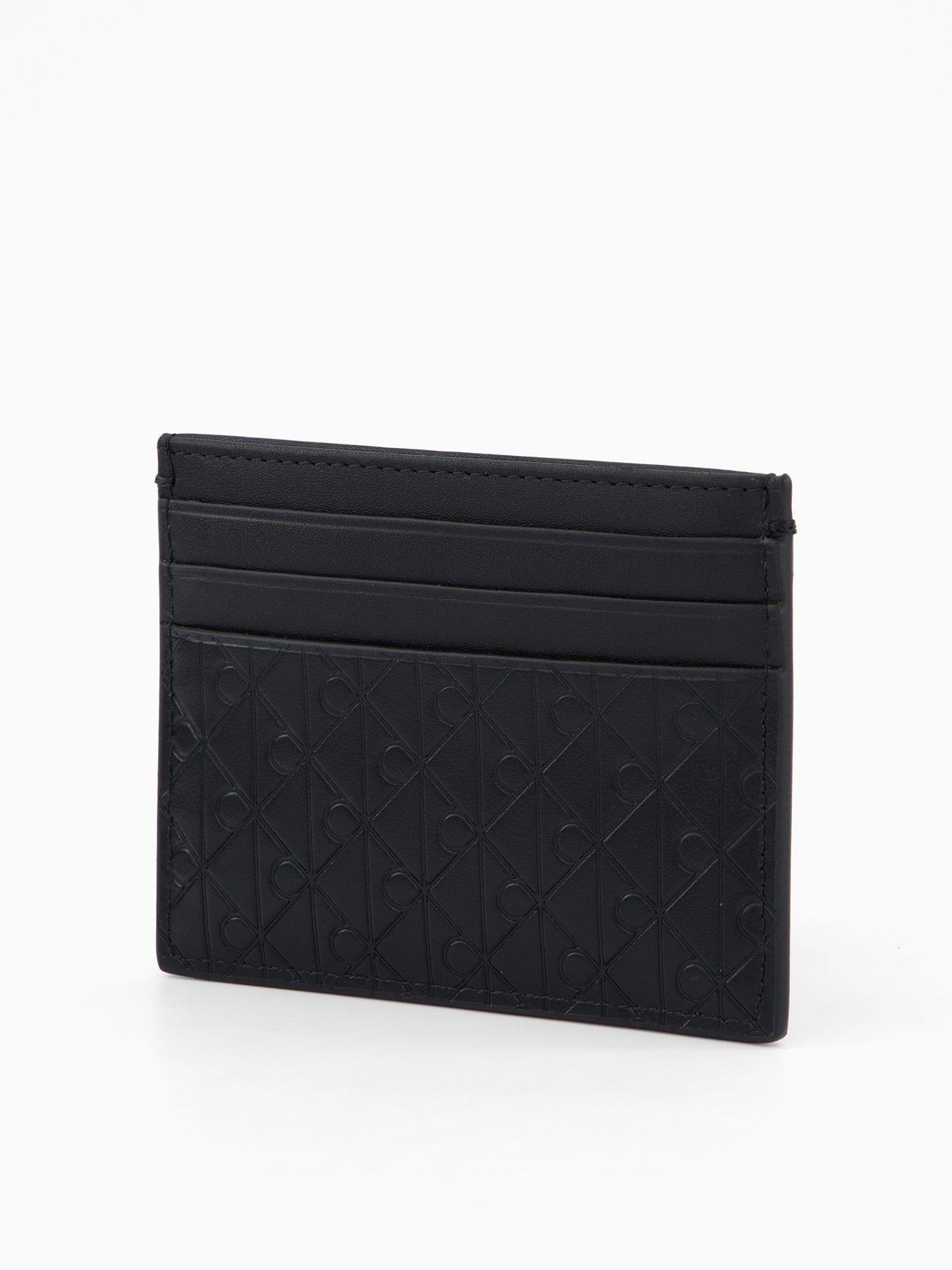 back image of calvin-klein-emblem-emboss-card-case-wallets-black