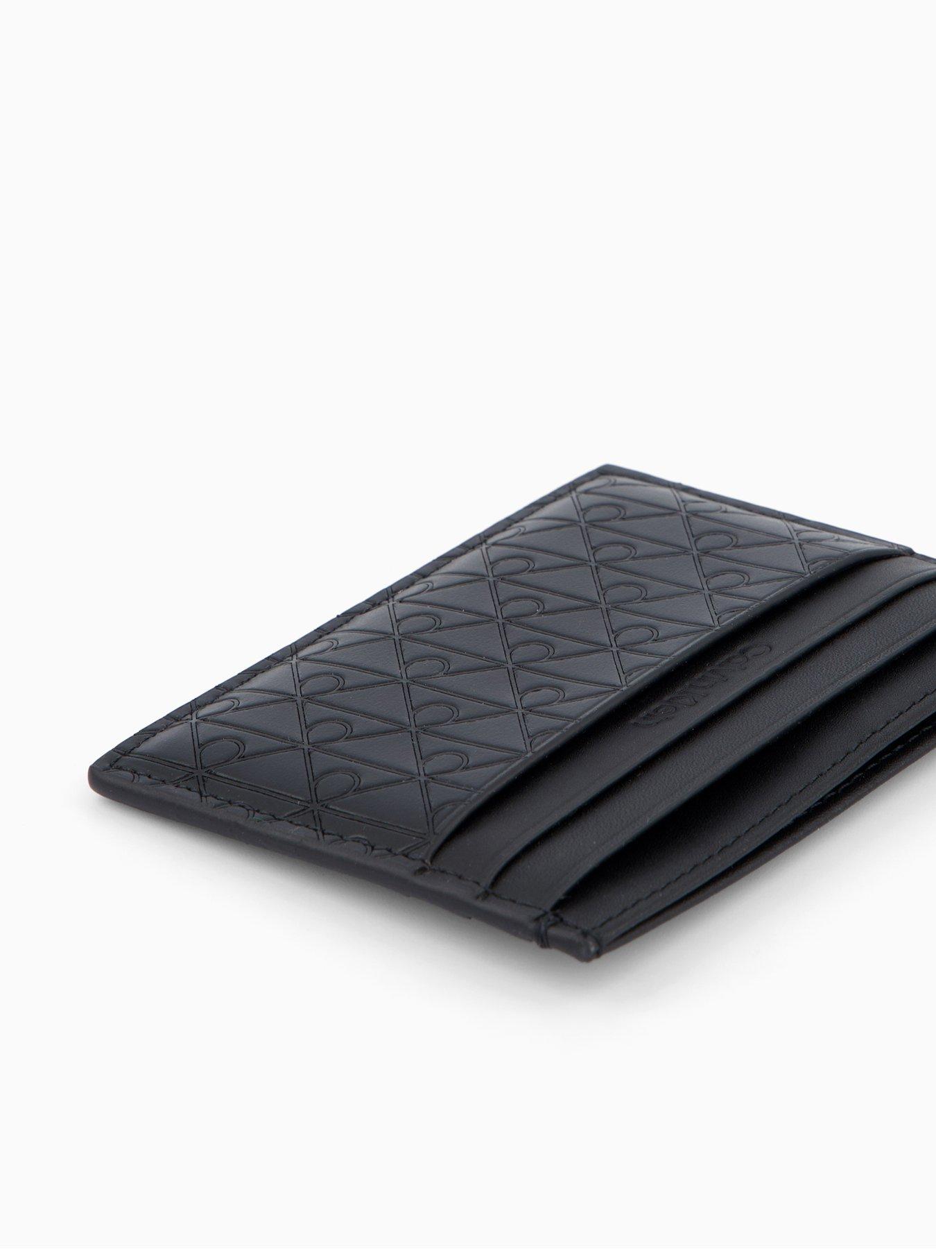  image of calvin-klein-emblem-emboss-card-case-wallets-black
