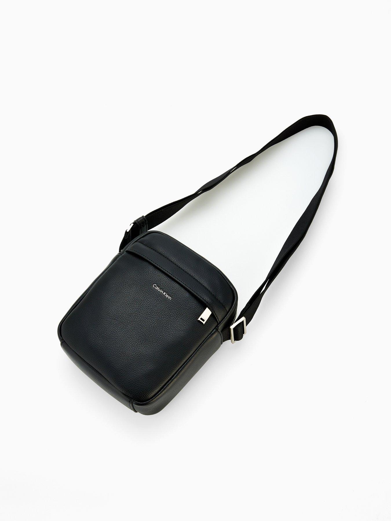 Image 2 of 4 of Calvin Klein Calvin Klein Raised Reporter Leather Cross Body Bag - Black