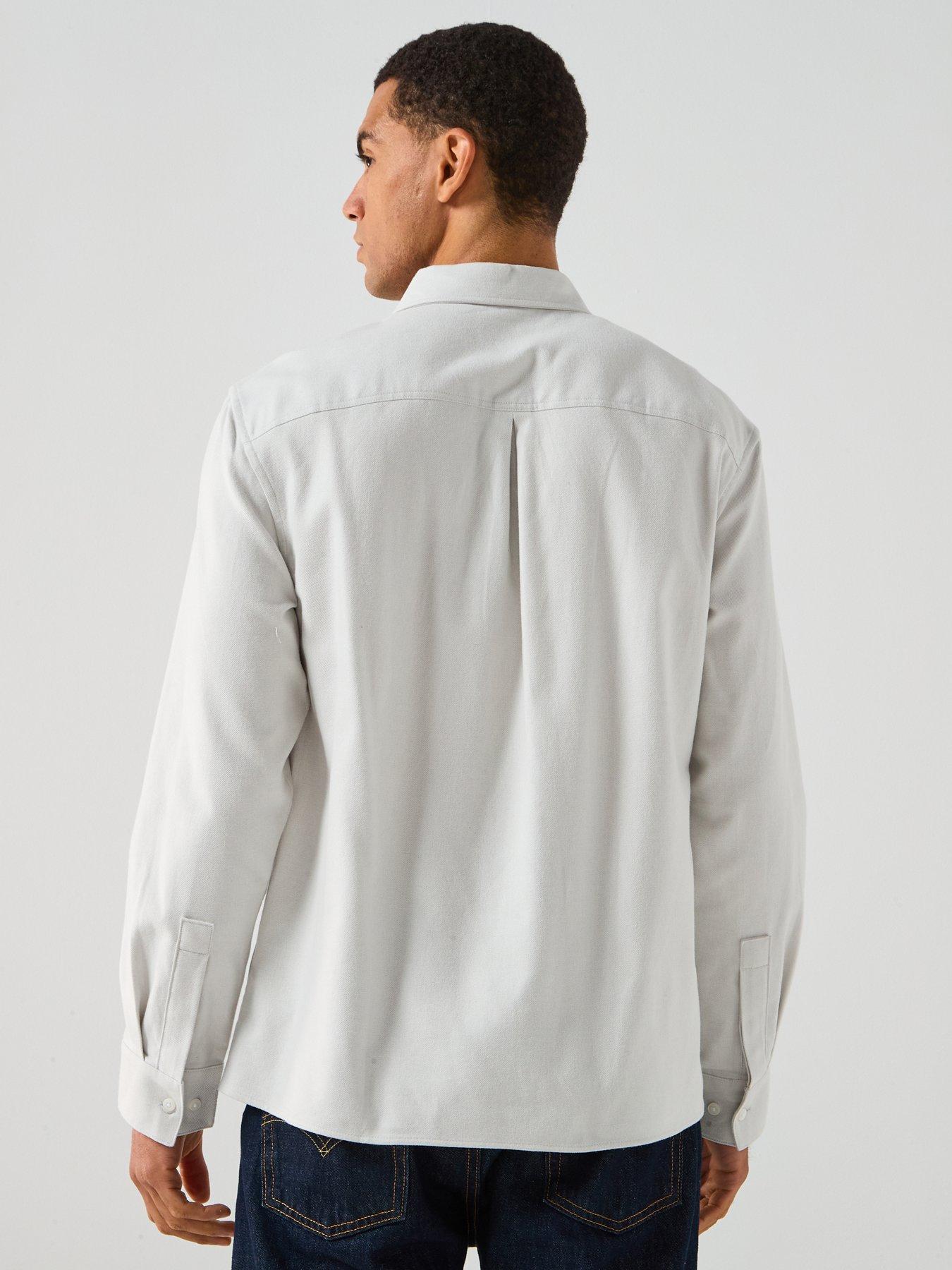  image of calvin-klein-long-sleeve-melange-flannel-easy-fit-shirt-blue