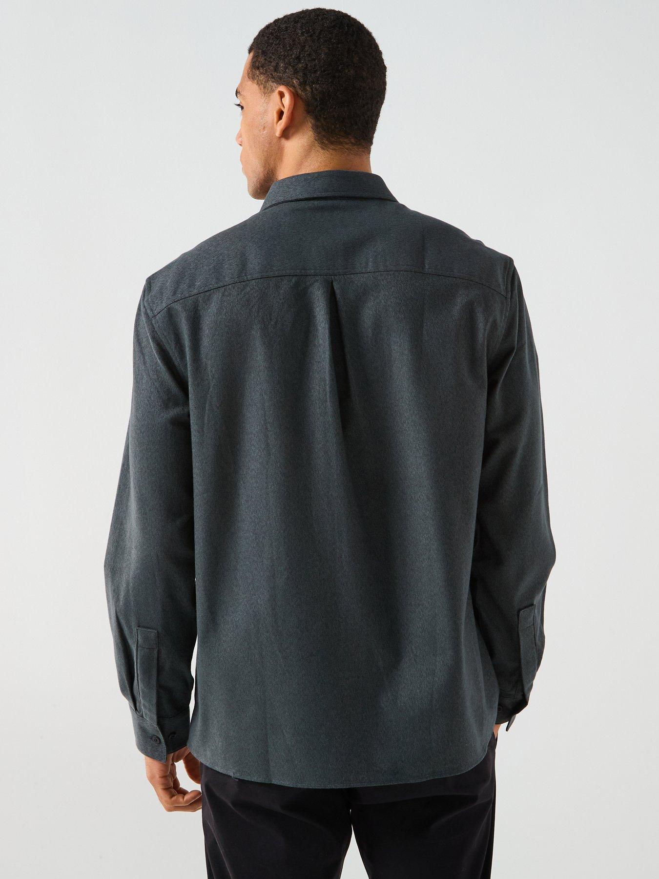 stillFront image of calvin-klein-long-sleeve-melange-flannel-easy-fit-shirt-black