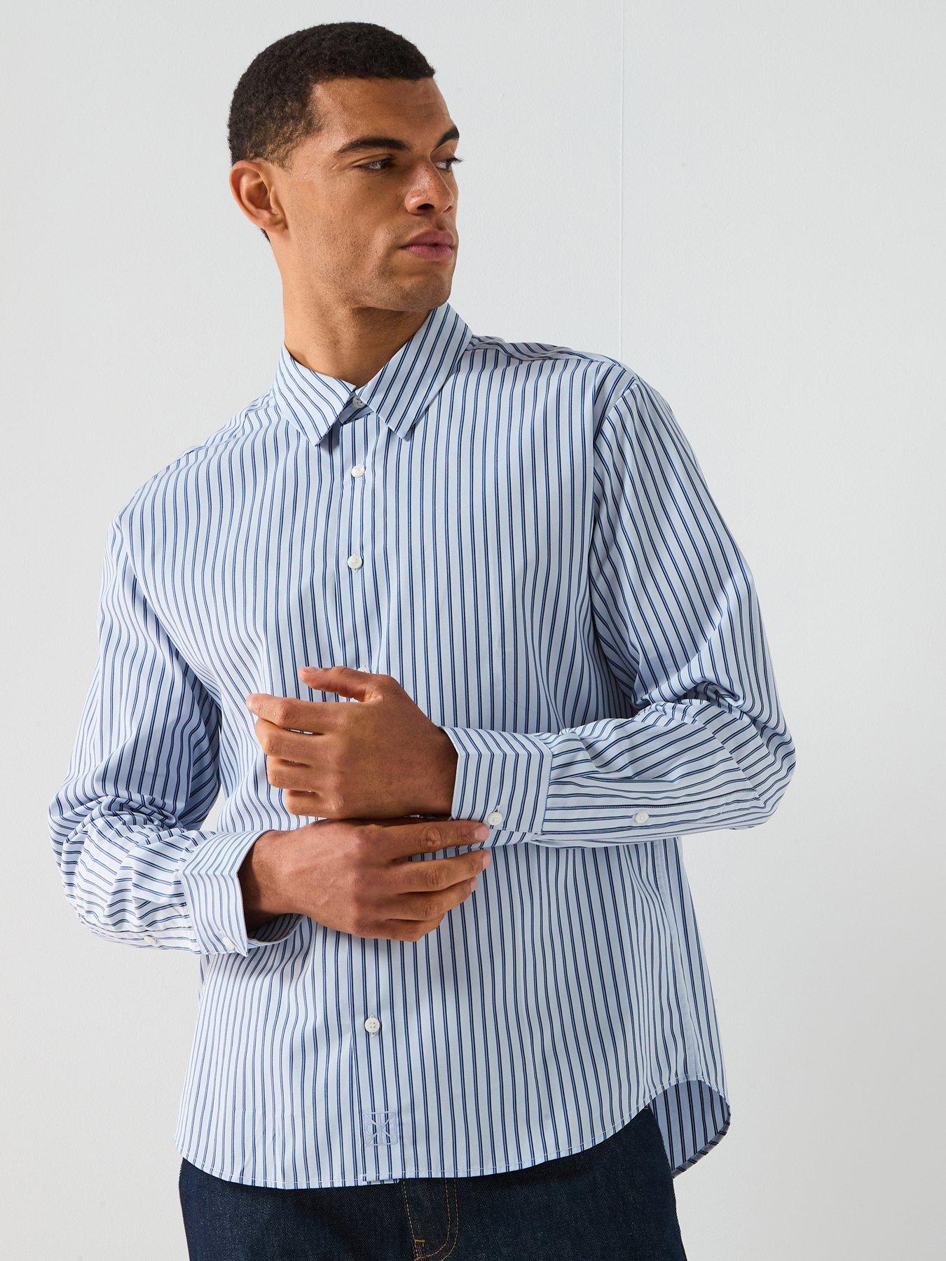 Calvin Klein Calvin Klein Long Sleeve Double Stripe Easy Fit Shirt - Light Blue