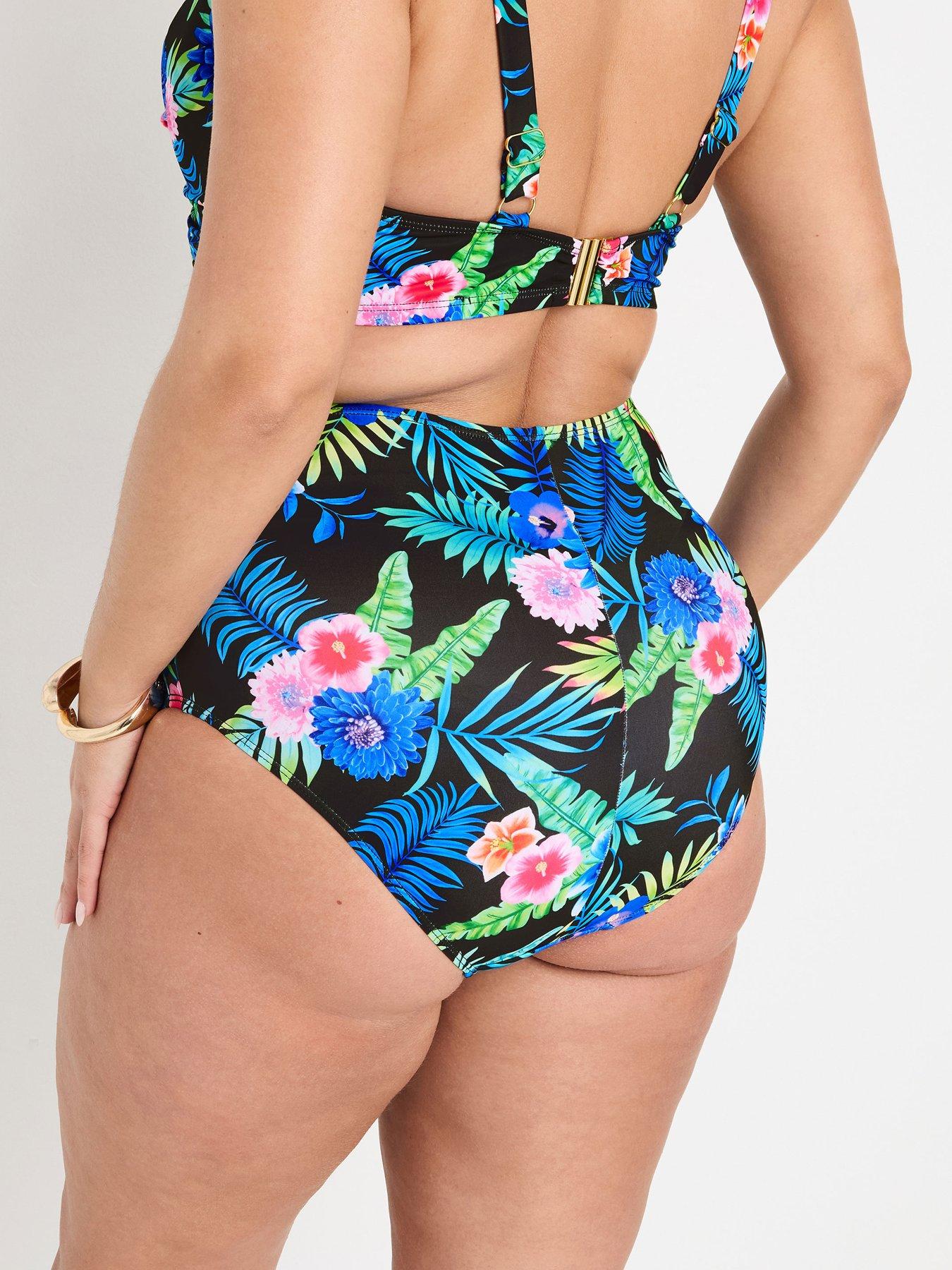 Image 2 of 4 of Yours Curve Rainbow High Waist Bikini Brief - Black