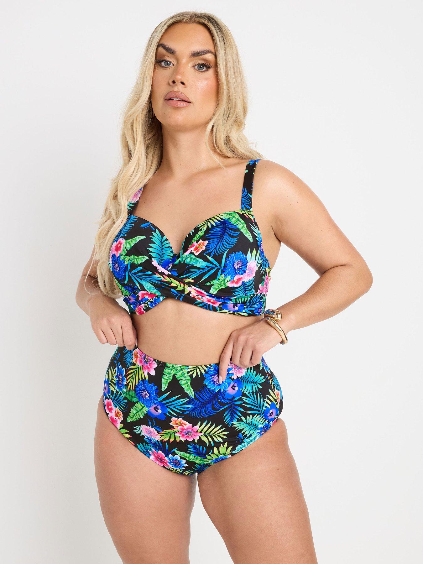 Image 4 of 4 of Yours Curve Rainbow High Waist Bikini Brief - Black