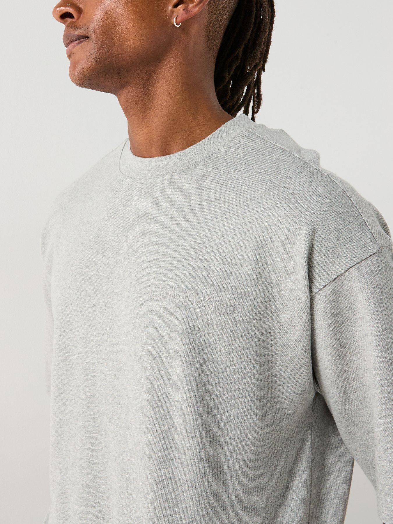  image of calvin-klein-loungewear-central-logo-t-shirt-grey