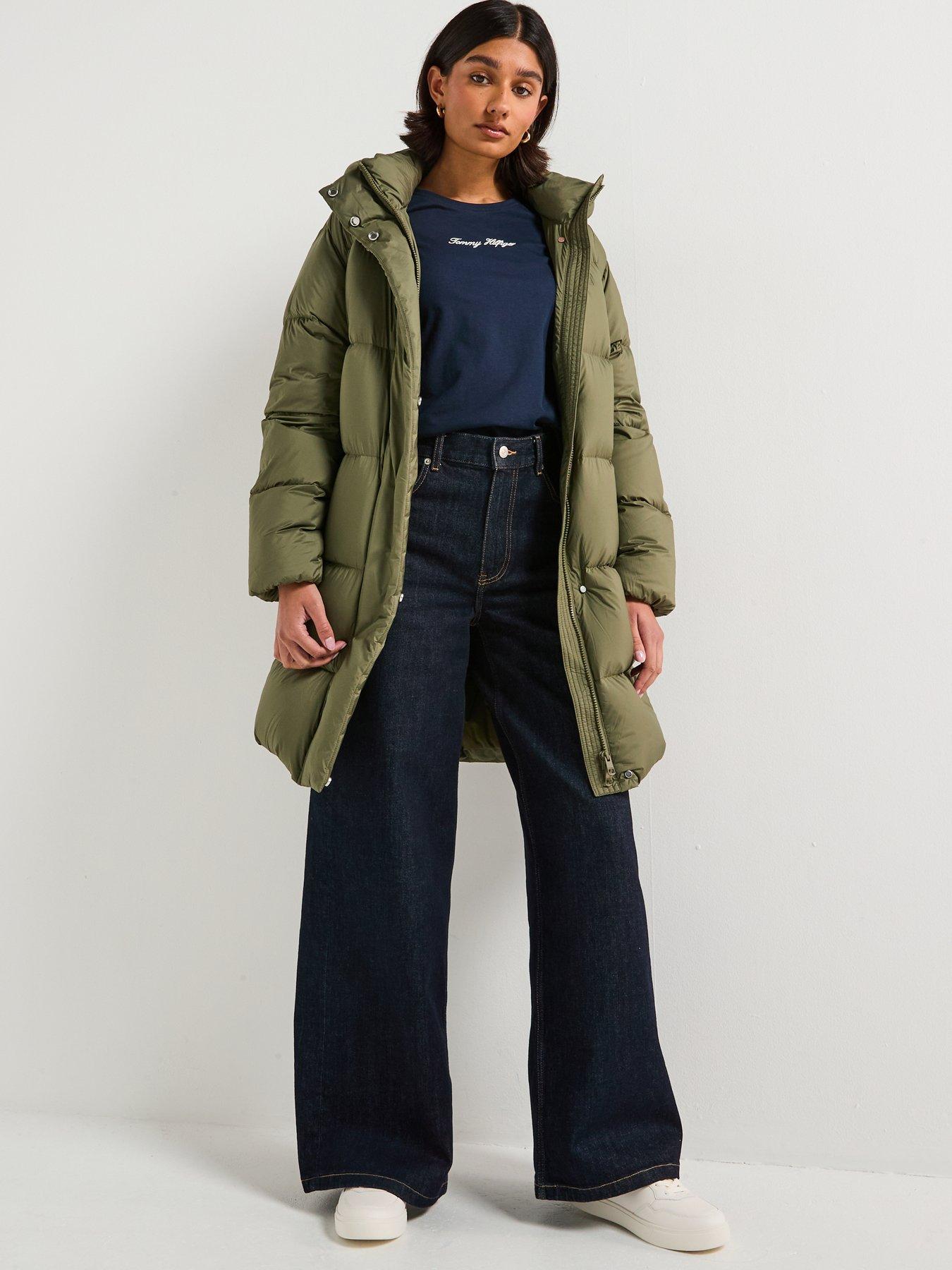  image of tommy-hilfiger-padded-mid-length-down-coat-green