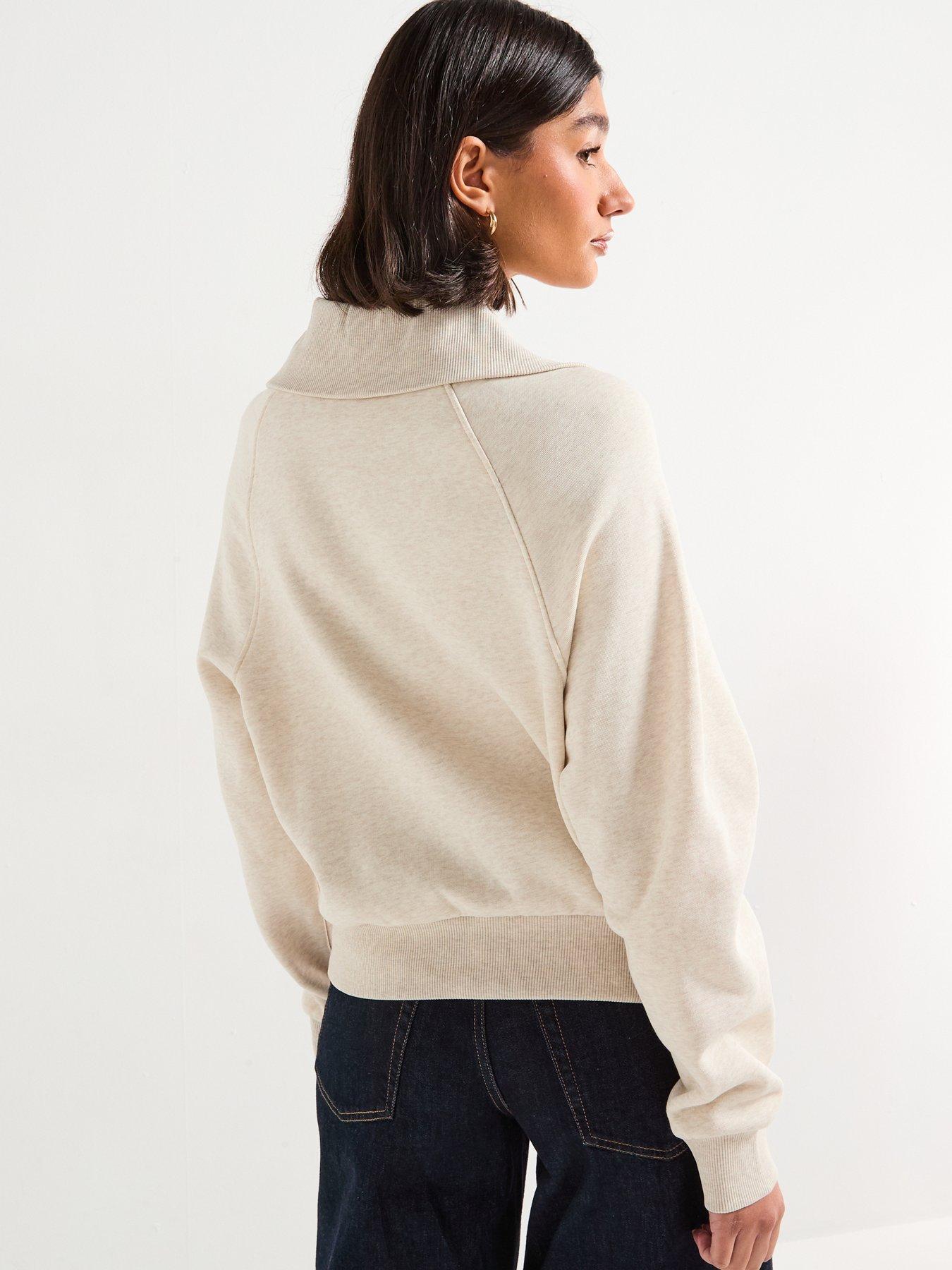 Image 2 of 6 of Tommy Hilfiger Classic Script Fleece Half-Zip Sweater - Beige