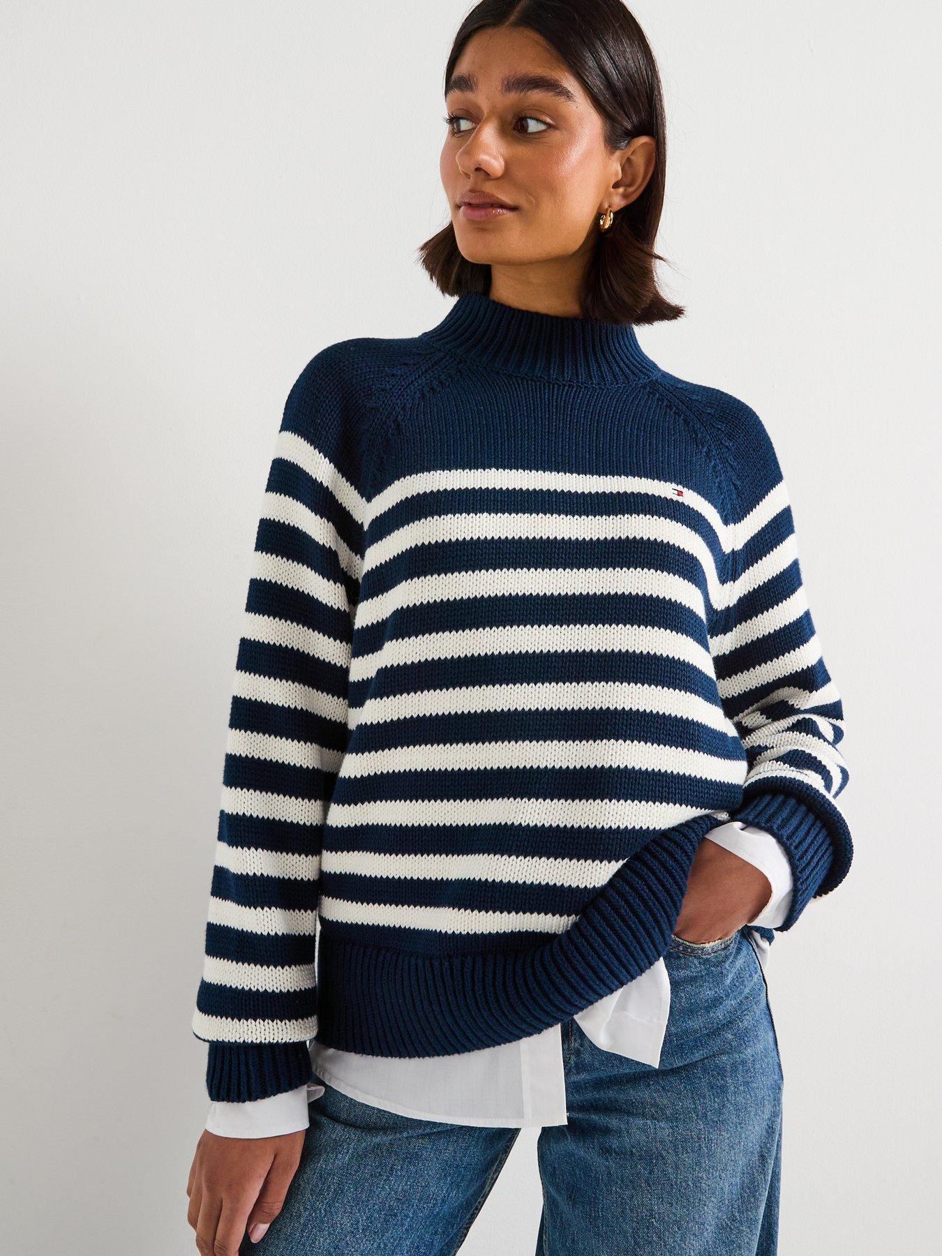 Image 5 of 6 of Tommy Hilfiger Stripped High Neck Jumper - Blue