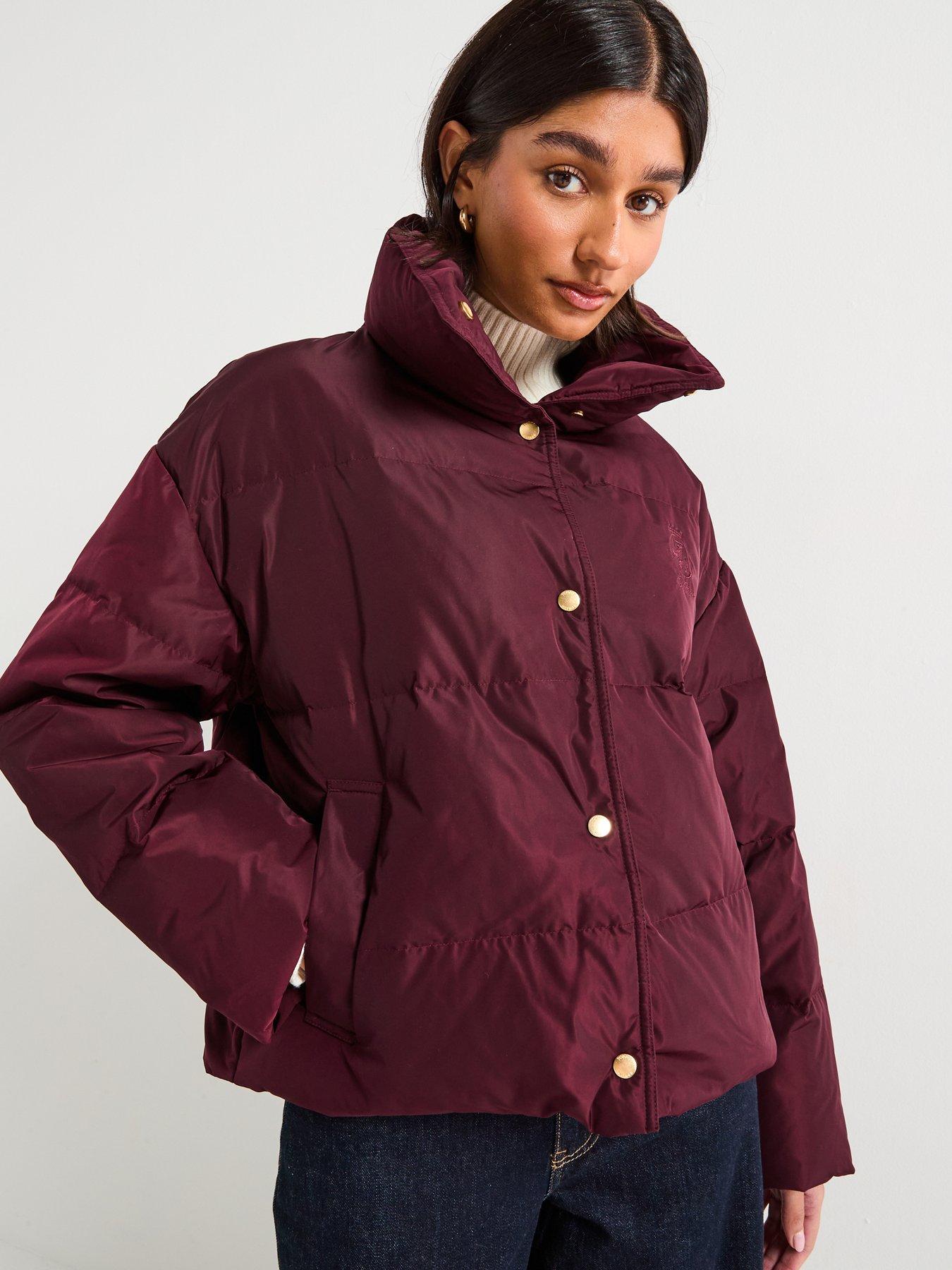 Image 6 of 6 of Tommy Hilfiger Padded High Neck Coat - Red