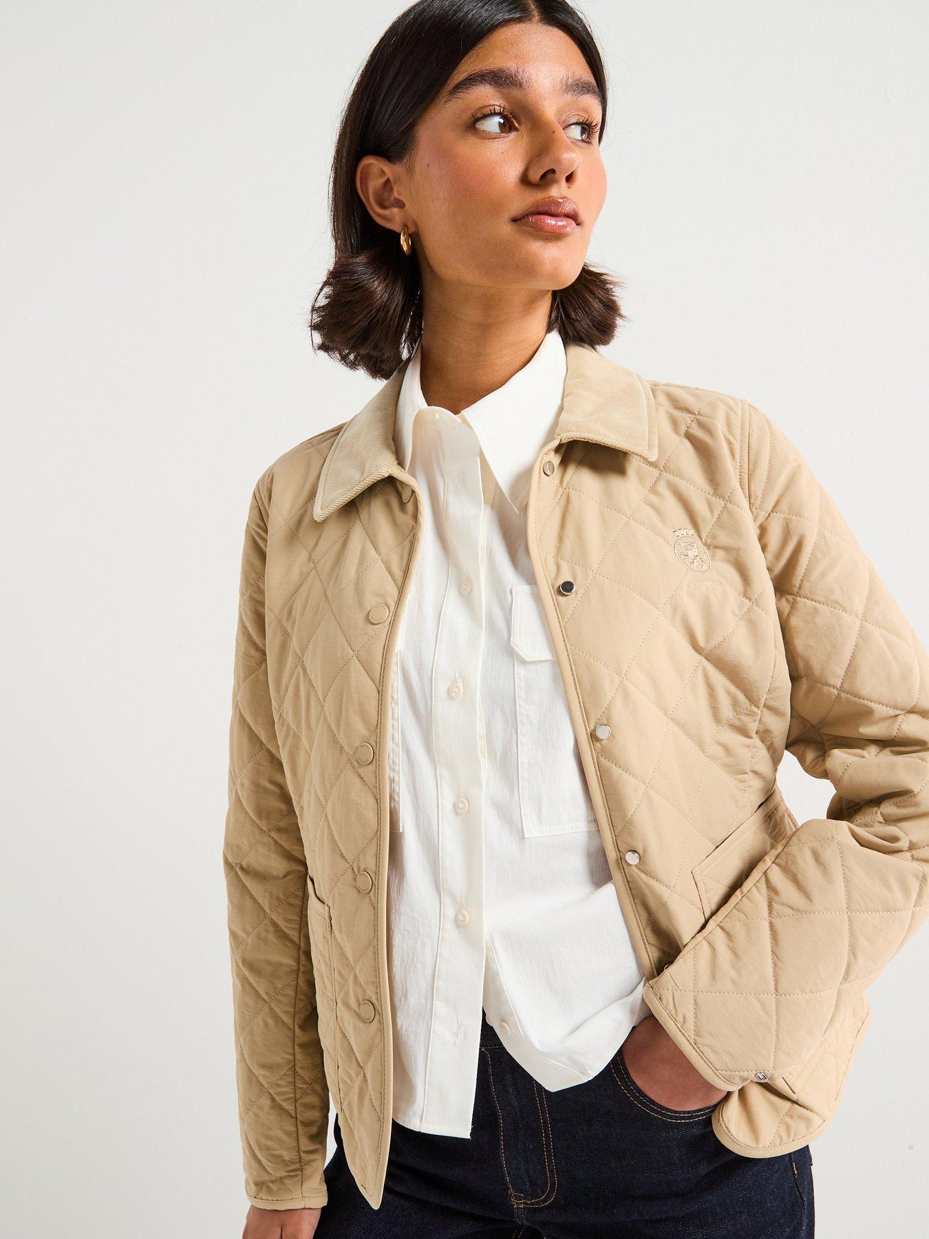 undefined Padded Quilted Slim Coat - Beige
