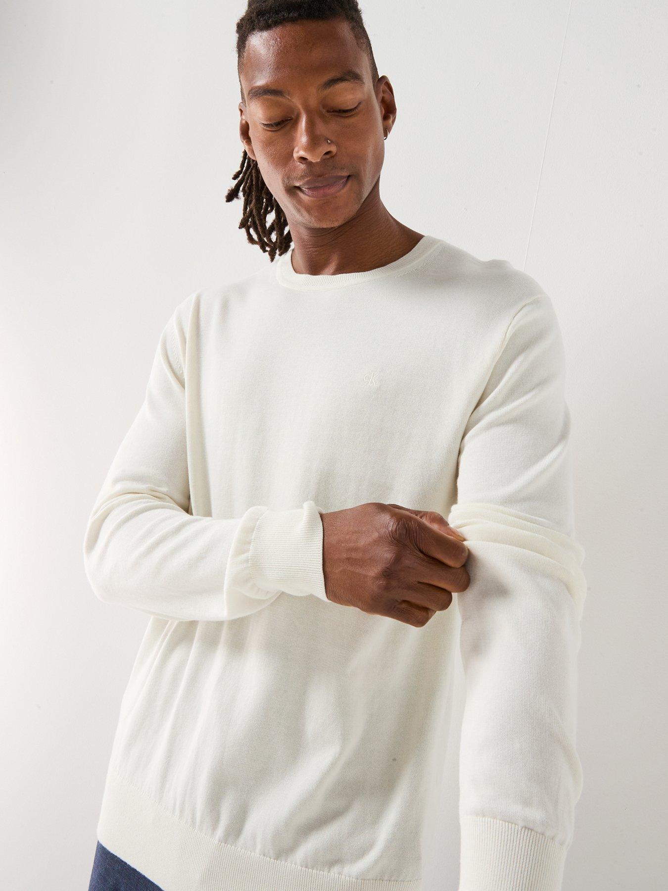 Image 4 of 6 of Calvin Klein Supima Cotton Crew Neck Knitted Jumper - Natural