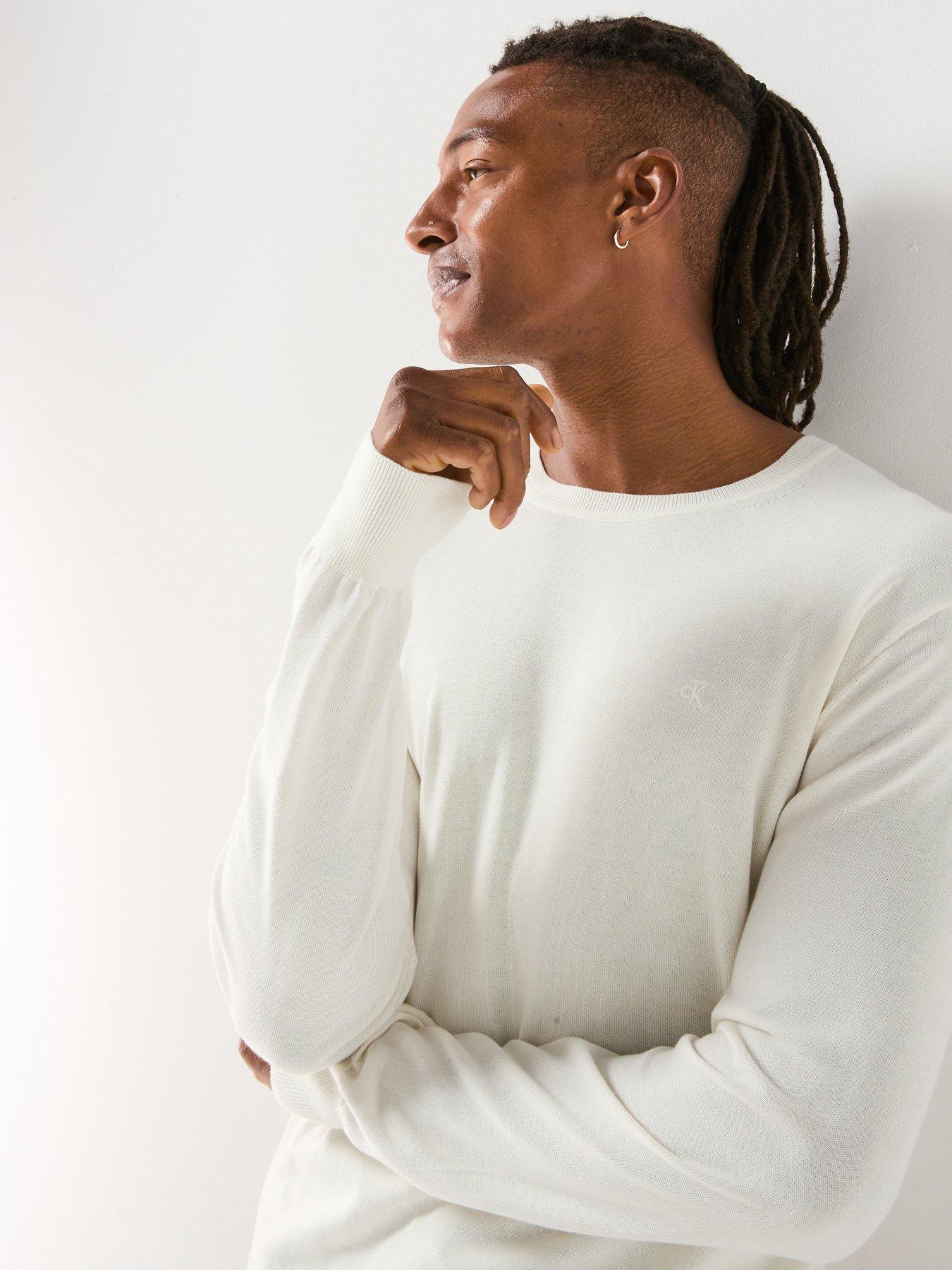 Image 5 of 6 of Calvin Klein Supima Cotton Crew Neck Knitted Jumper - Natural