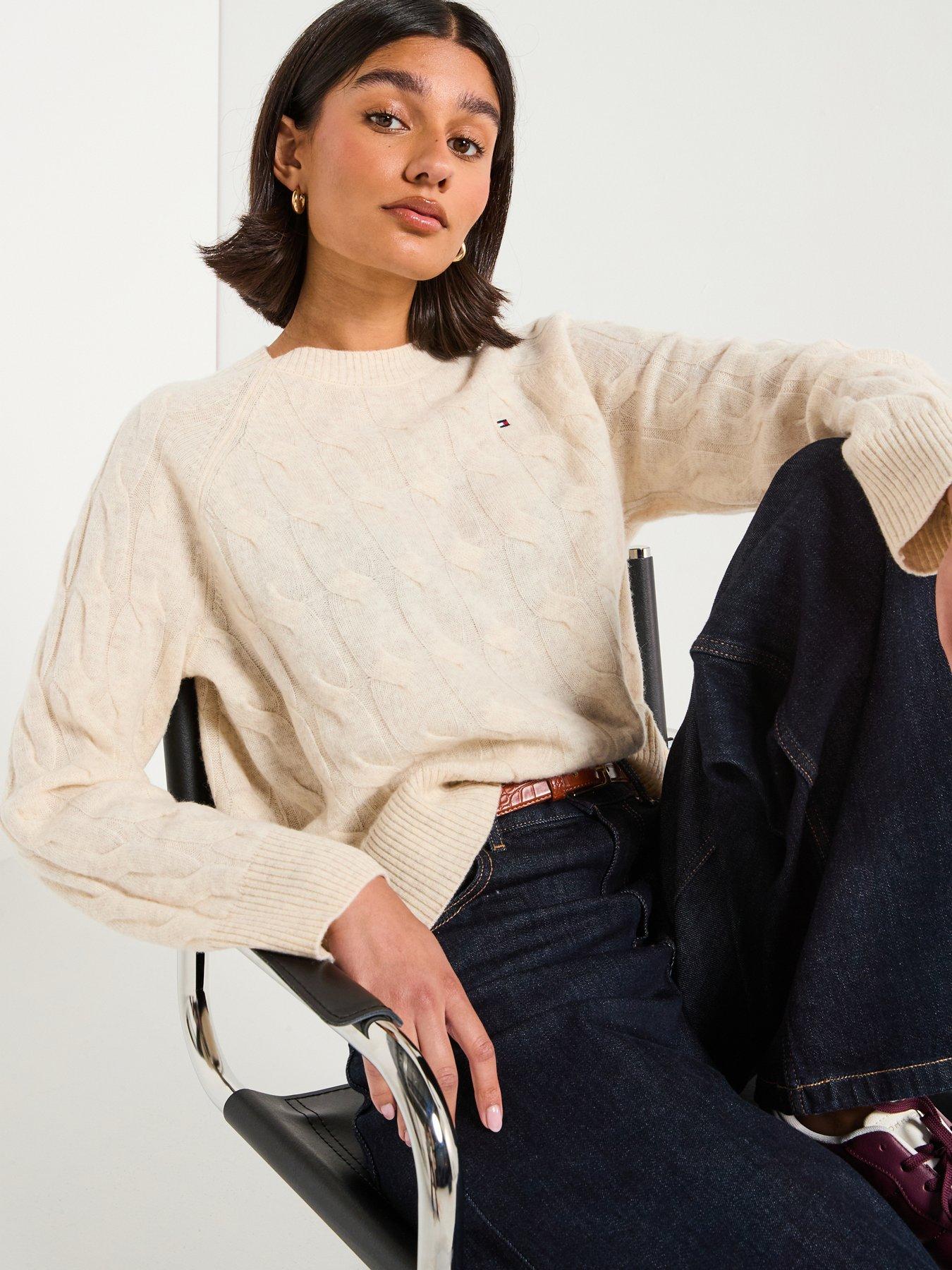 Image 1 of 6 of Tommy Hilfiger Soft Wool Cable Knit Jumper - Beige