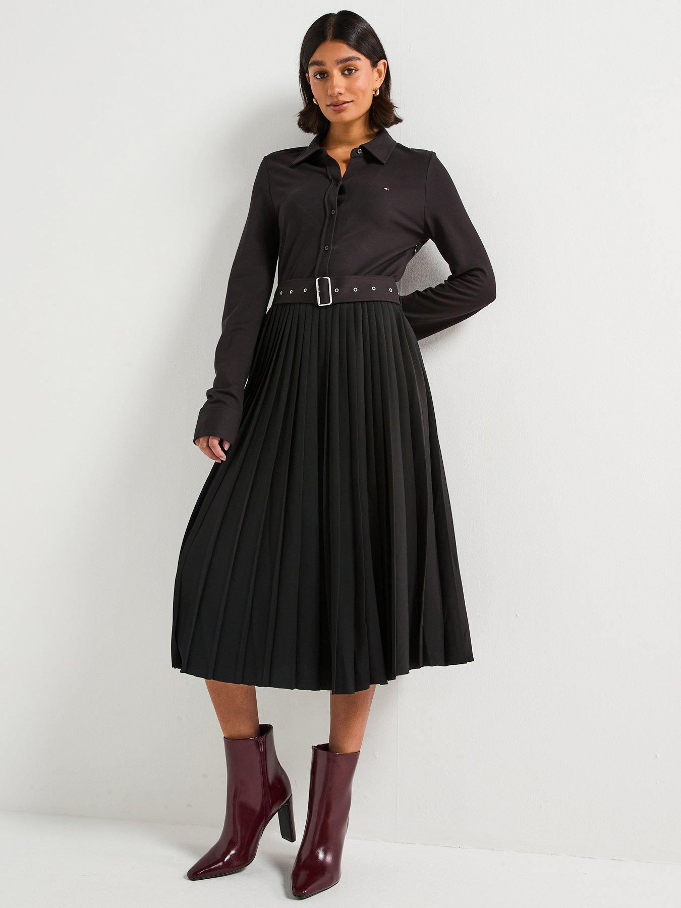 undefined Polo Long Sleeve Midi Dress - Black