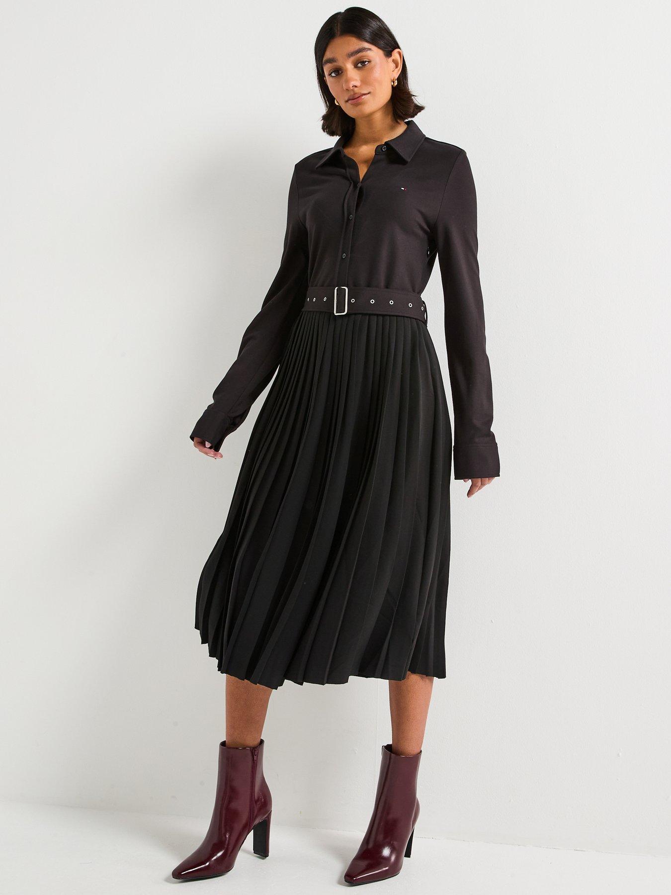 Image 5 of 6 of Tommy Hilfiger Polo Long Sleeve Midi Dress - Black