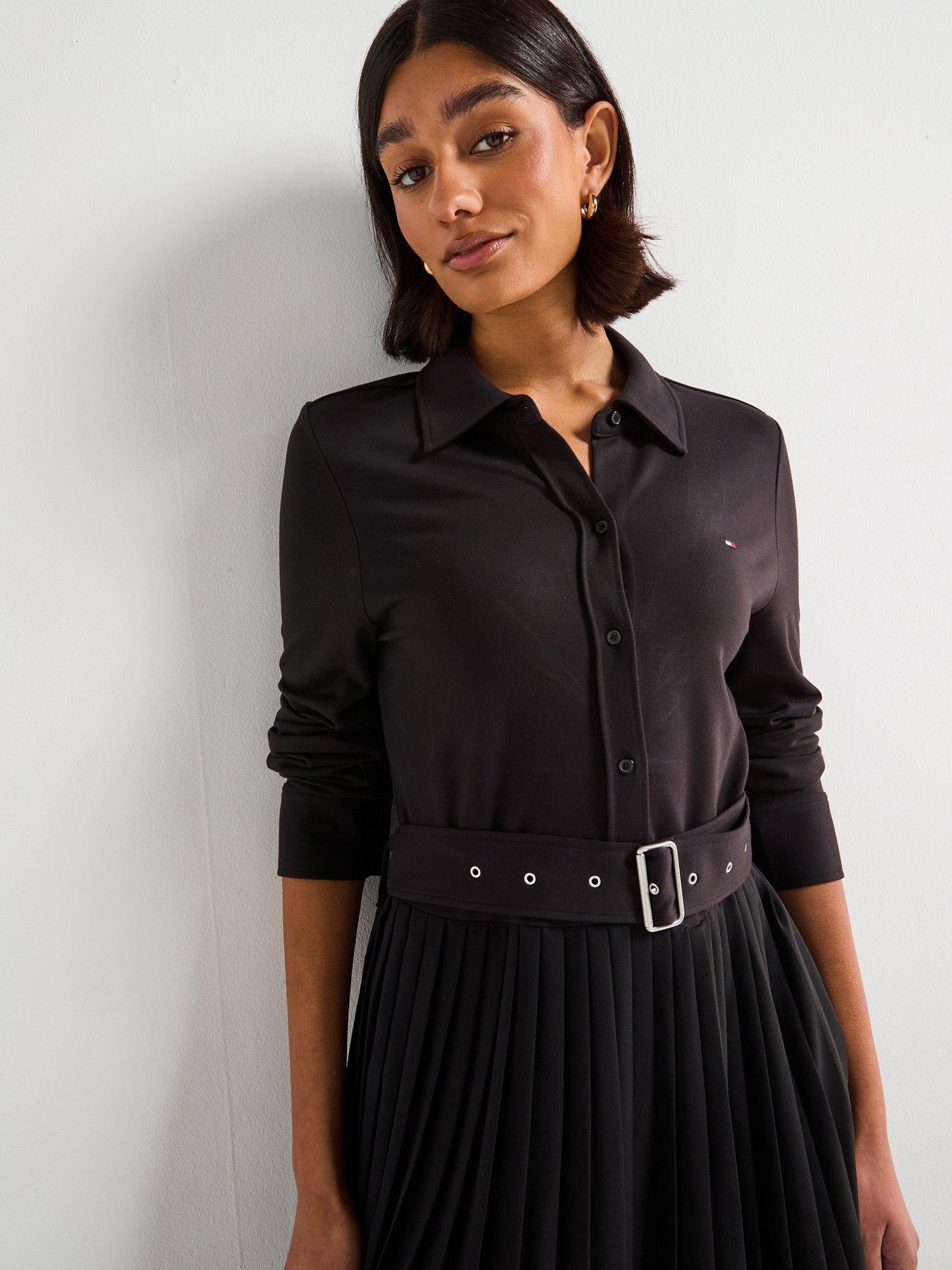 Image 6 of 6 of Tommy Hilfiger Polo Long Sleeve Midi Dress - Black