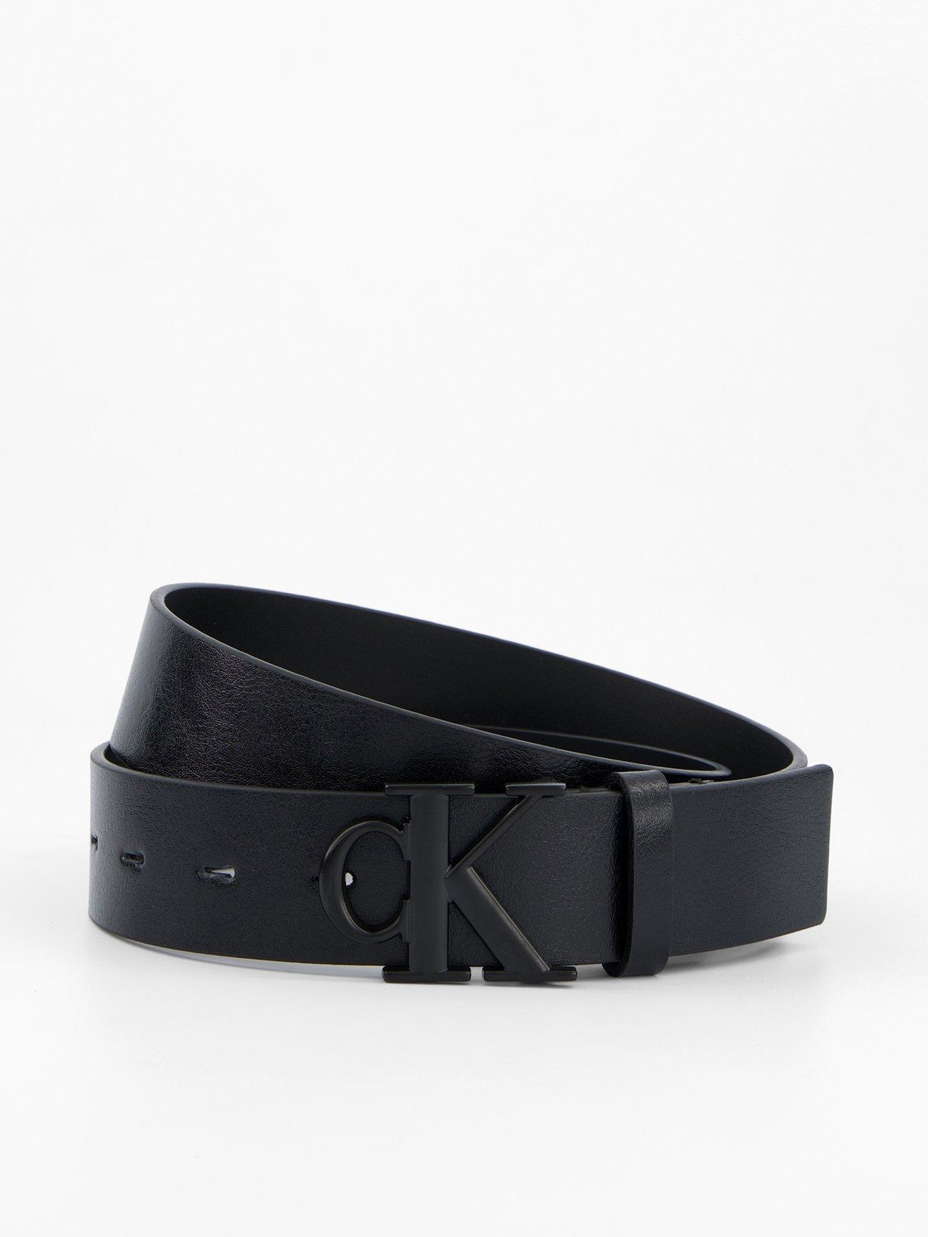 undefined Monogram Buckle Leather Belt - Black