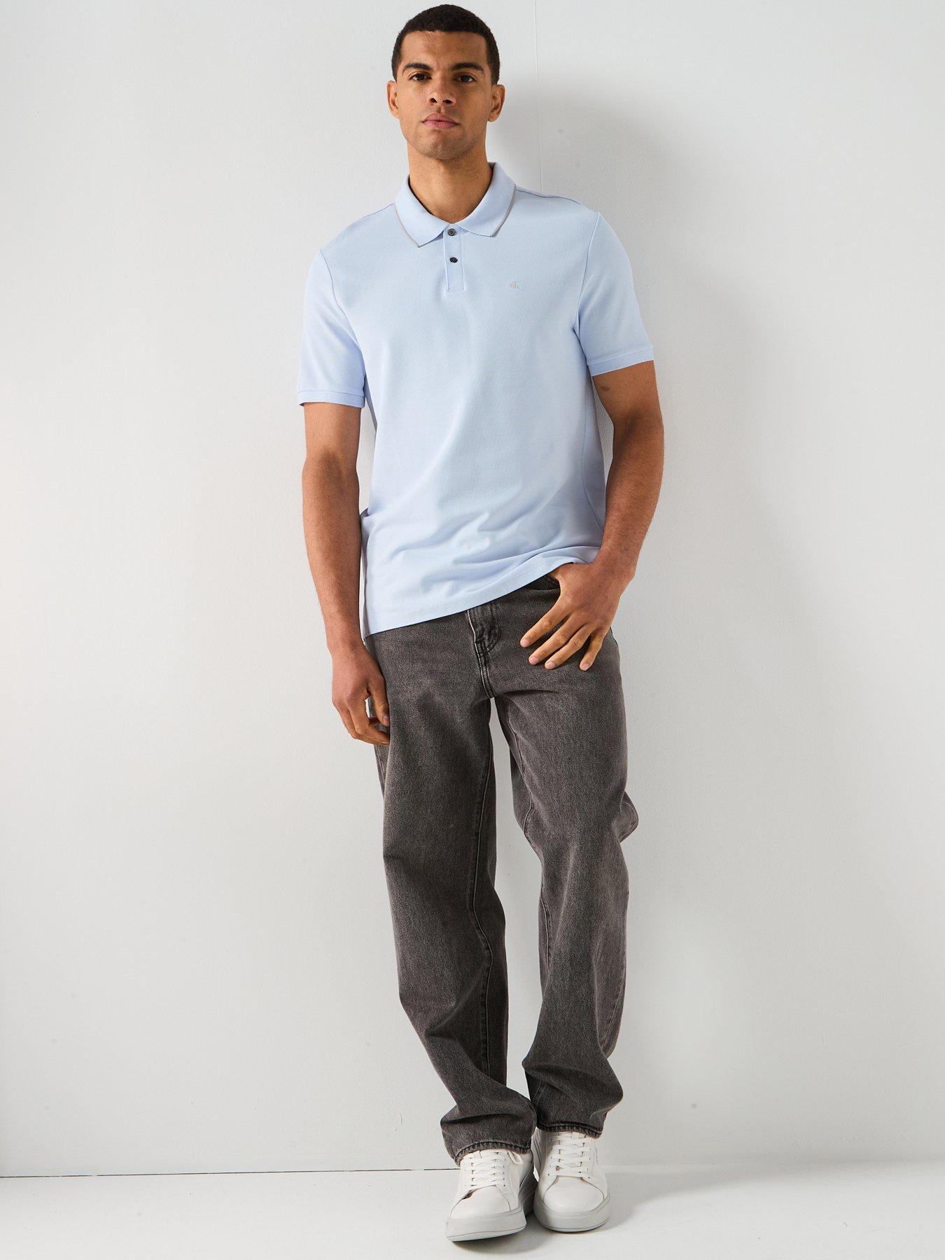  image of calvin-klein-refined-classic-tipped-polo-shirt-light-blue