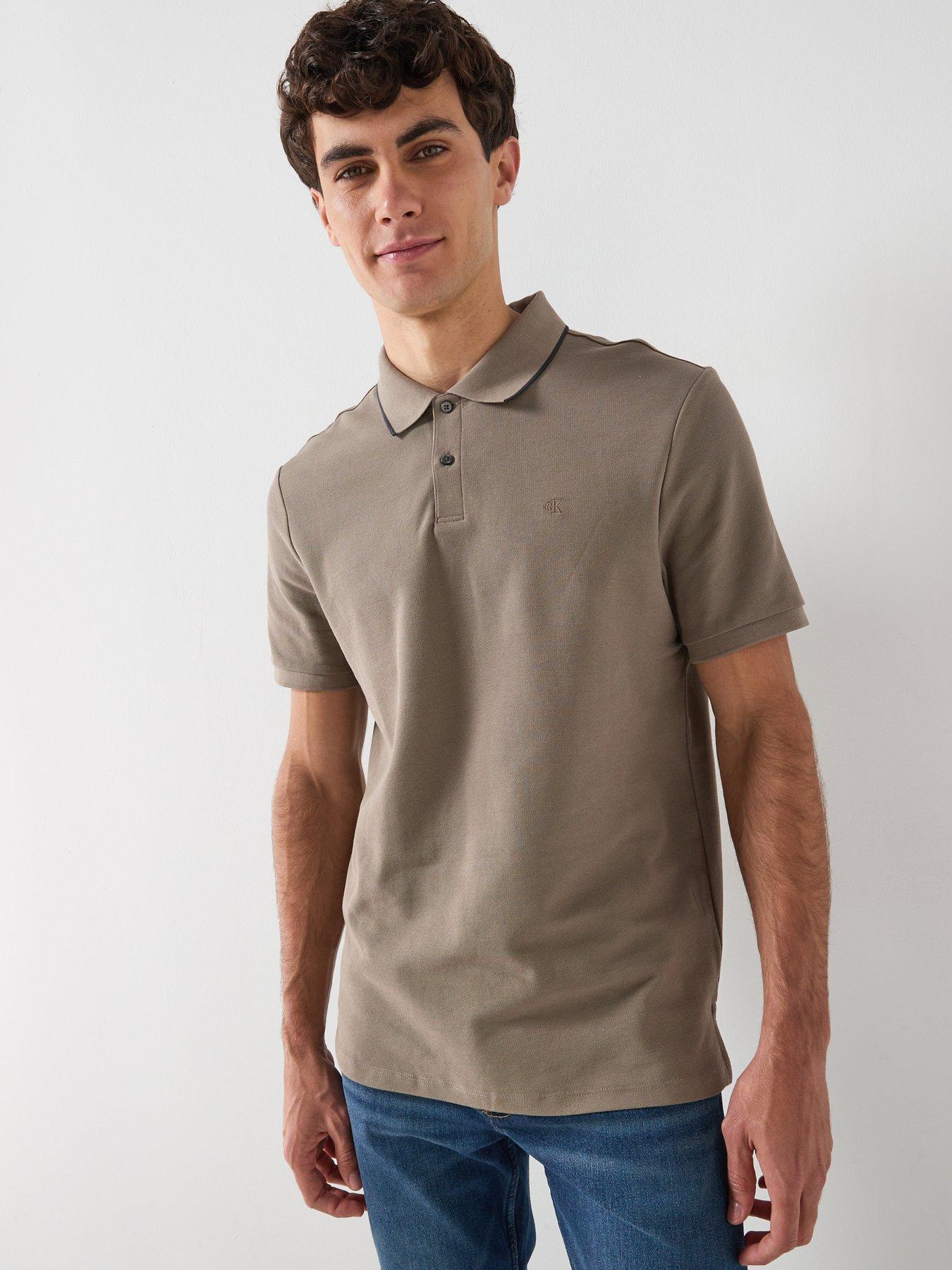 Calvin Klein Refined Classic Tipped Polo Shirt - Light Brown