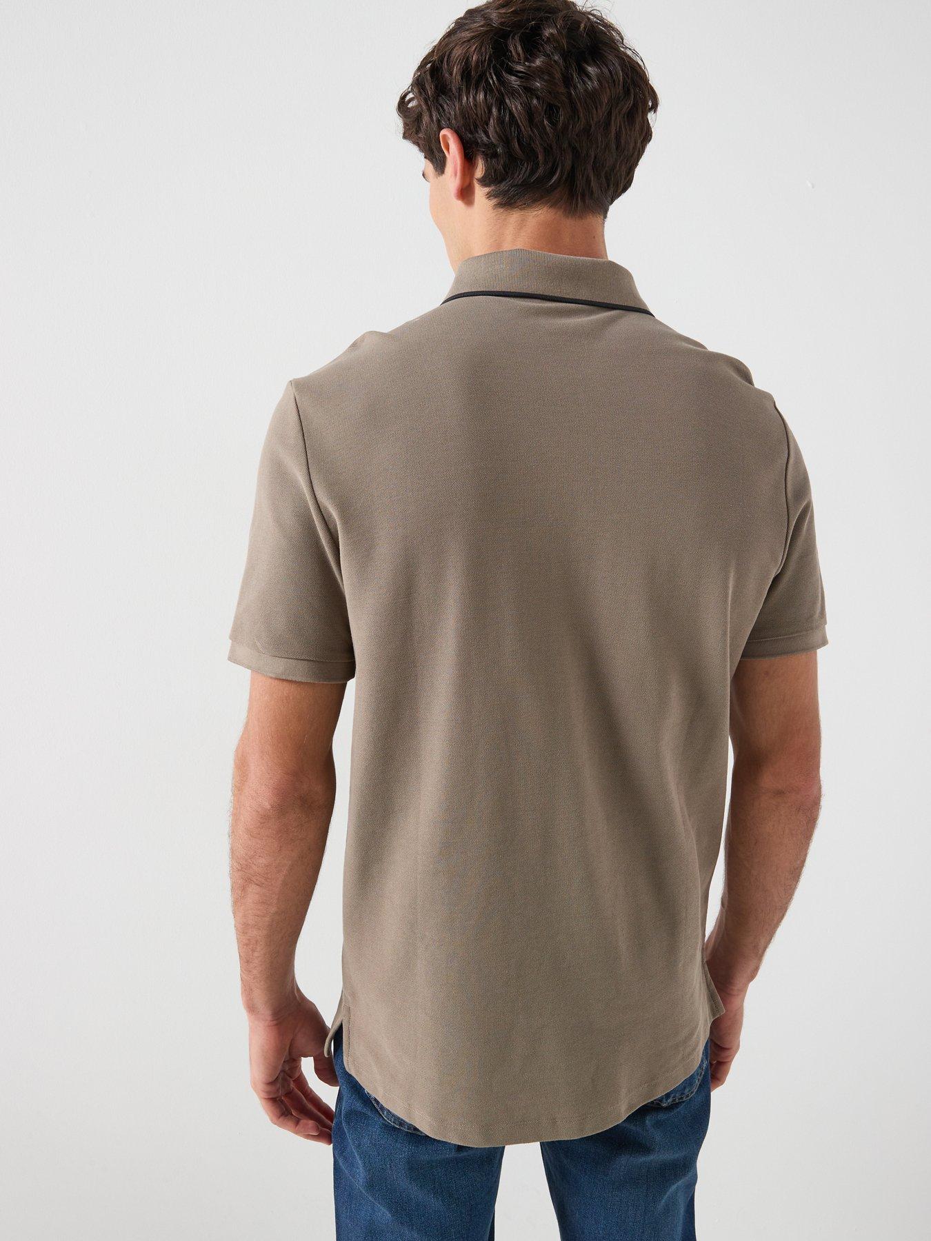  image of calvin-klein-refined-classic-tipped-polo-shirt-light-brown