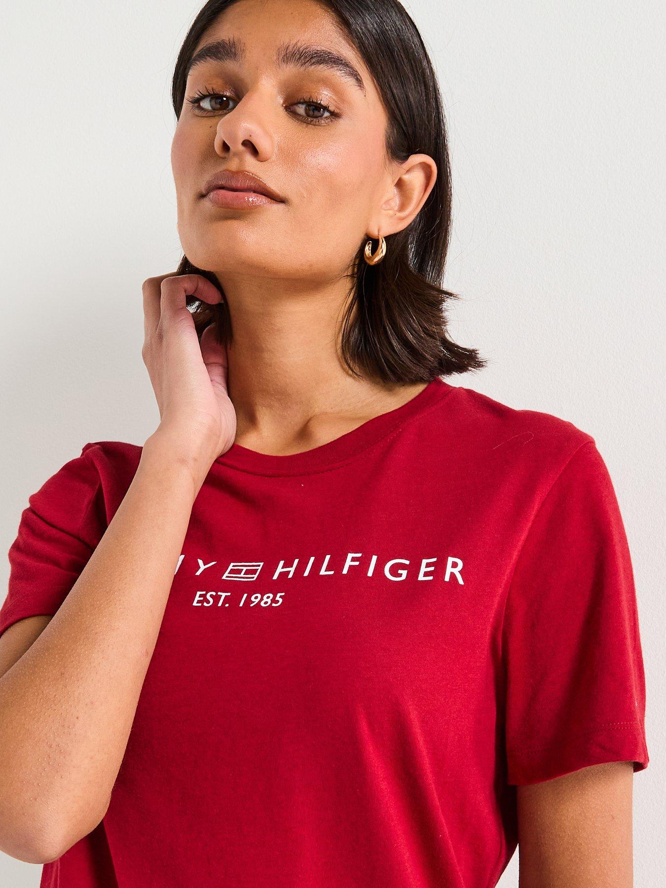 Image 4 of 6 of Tommy Hilfiger Logo Short Sleeve T-Shirt - Red