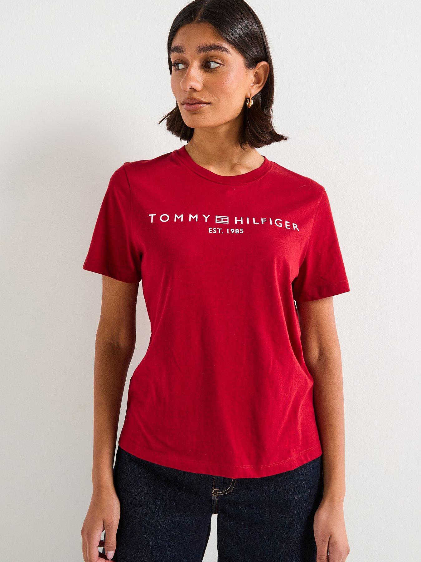 Image 5 of 6 of Tommy Hilfiger Logo Short Sleeve T-Shirt - Red