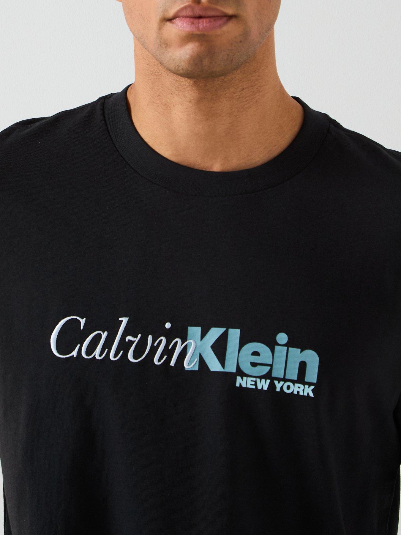  image of calvin-klein-cursive-graphic-logo-t-shirt-black