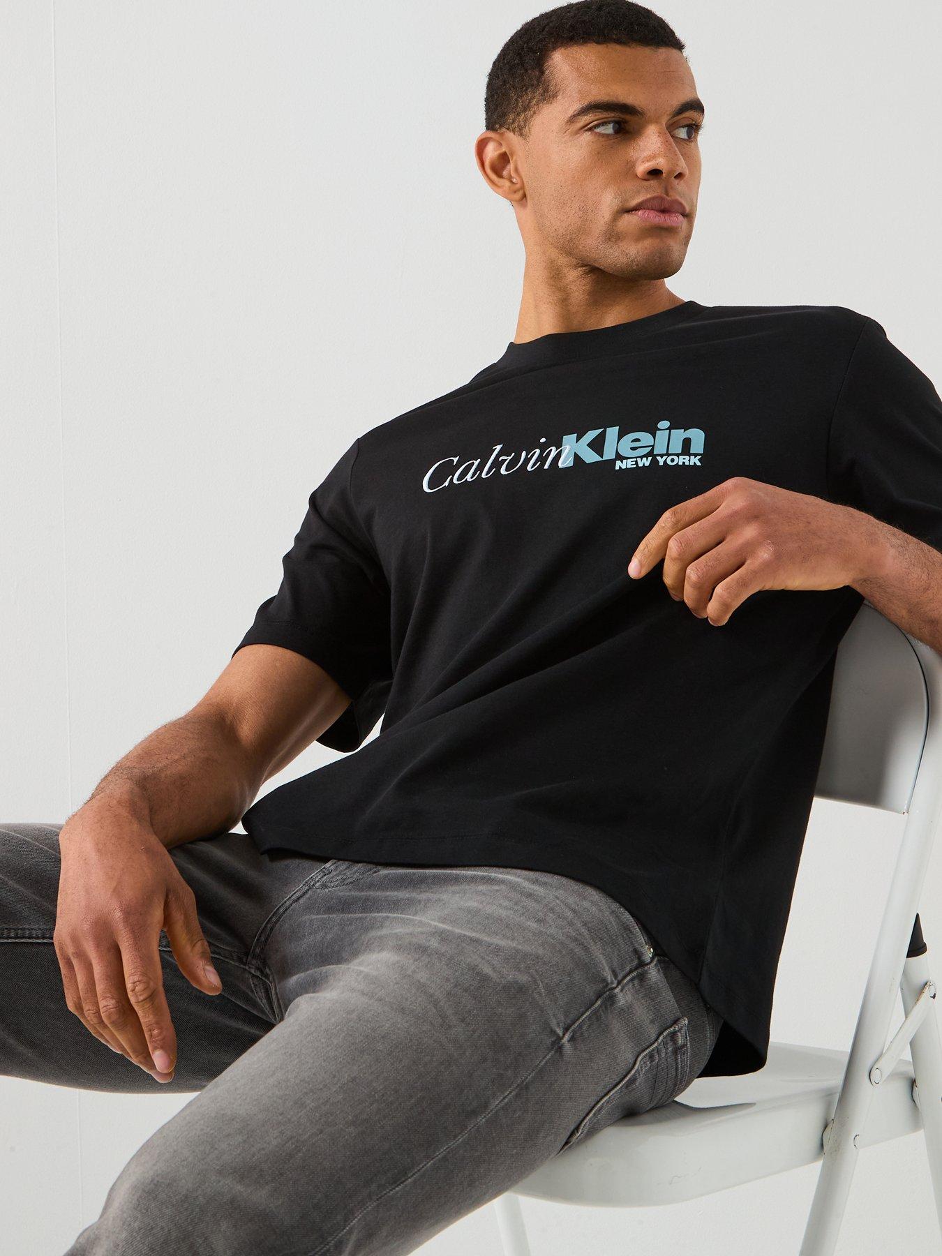 Image 5 of 5 of Calvin Klein Cursive Graphic Logo T-Shirt - Black