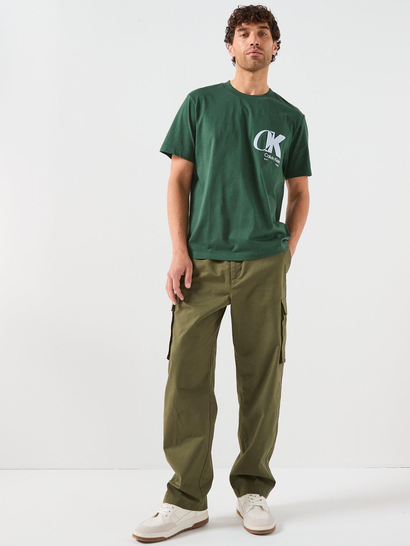 Image 3 of 6 of Calvin Klein Ck Overlap Logo Graphic T-Shirt - Dark Green