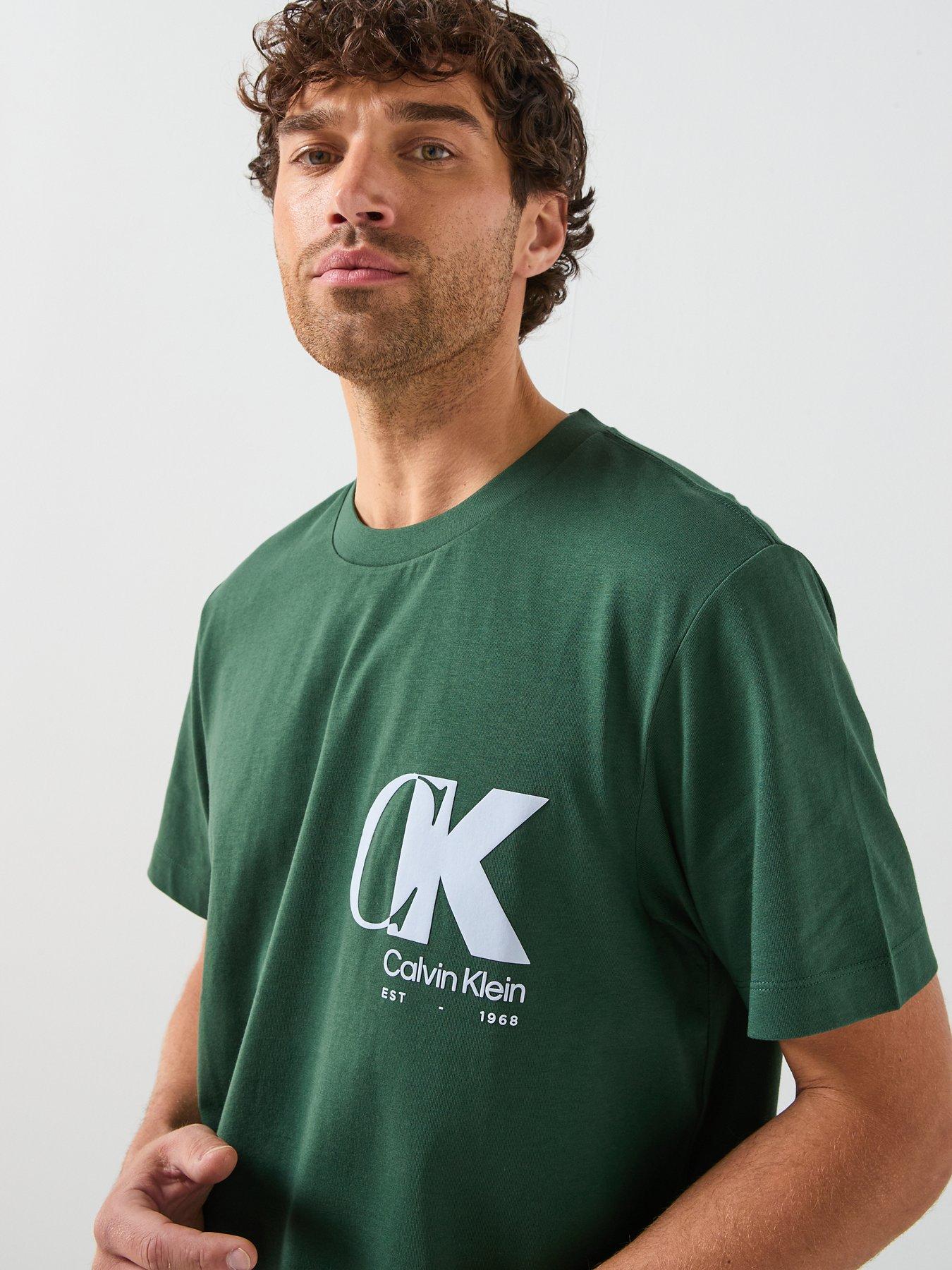 Image 4 of 6 of Calvin Klein Ck Overlap Logo Graphic T-Shirt - Dark Green