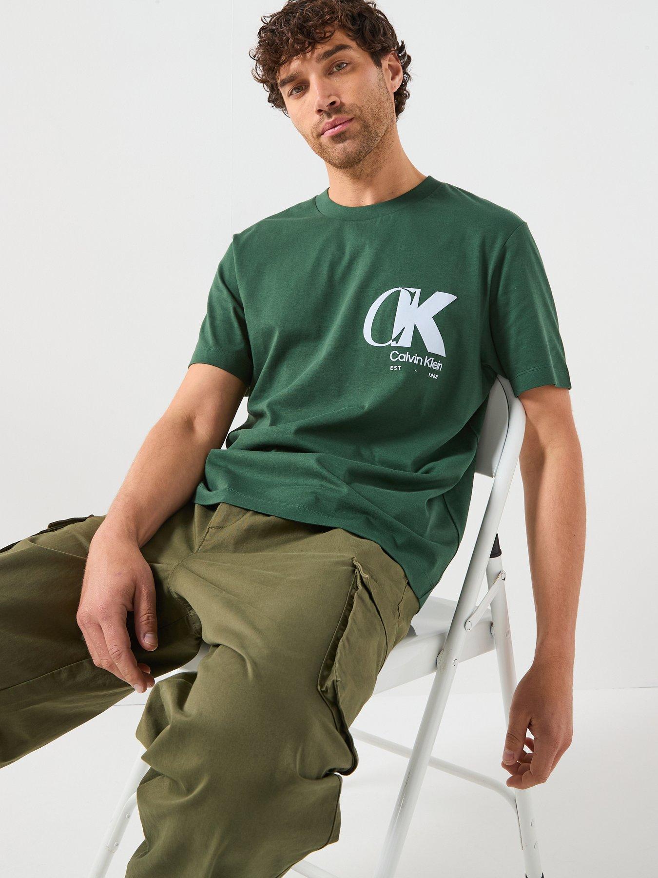 Image 6 of 6 of Calvin Klein Ck Overlap Logo Graphic T-Shirt - Dark Green