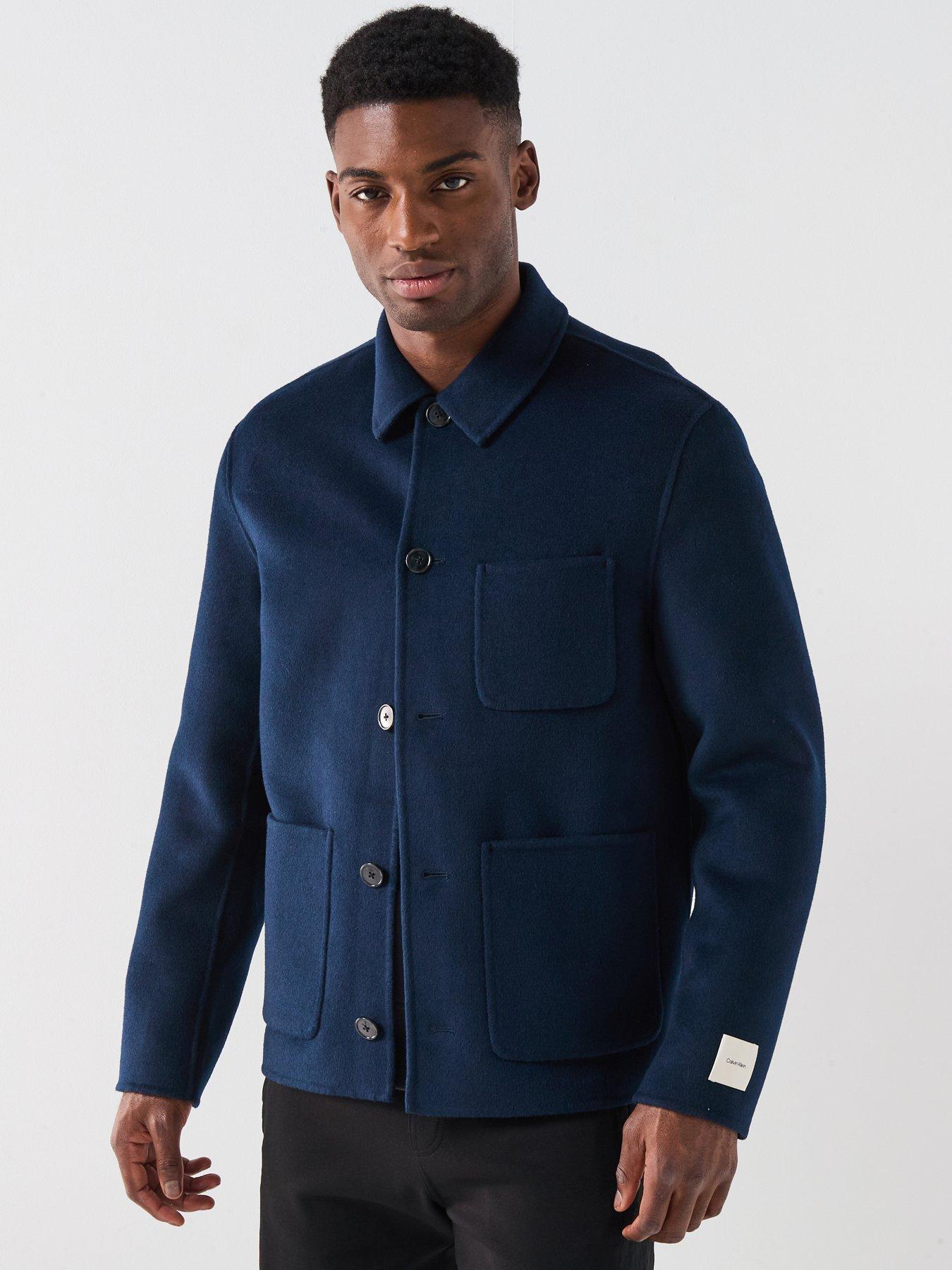 undefined Double Faced Wool Blend Chore Jacket - Dark Blue