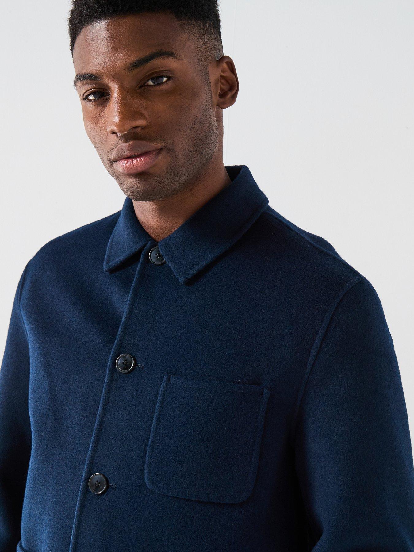 Image 4 of 6 of Calvin Klein Double Faced Wool Blend Chore Jacket - Dark Blue