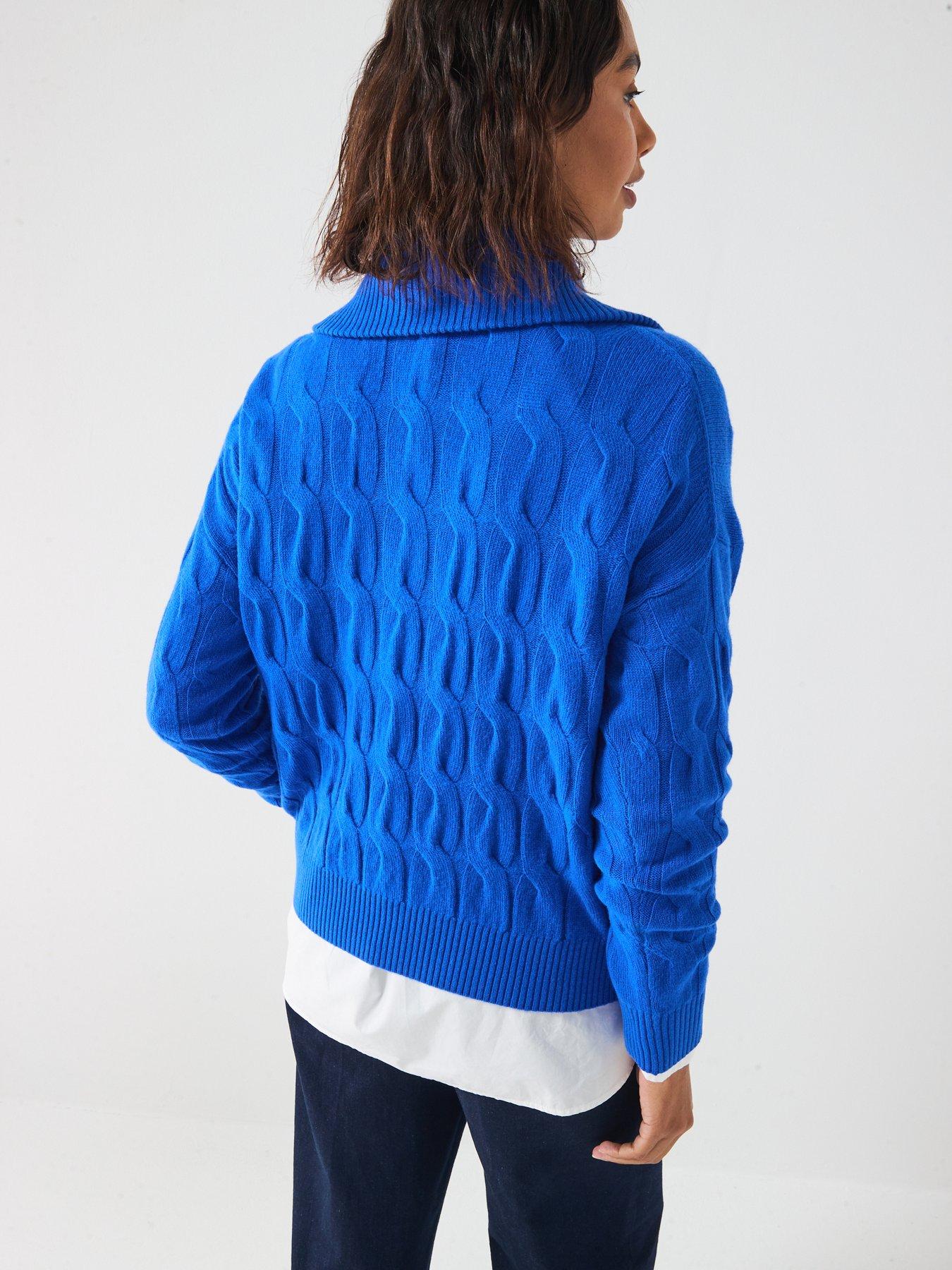 Image 2 of 6 of Tommy Hilfiger Wool Cable Half Zip Sweatshirt - Black