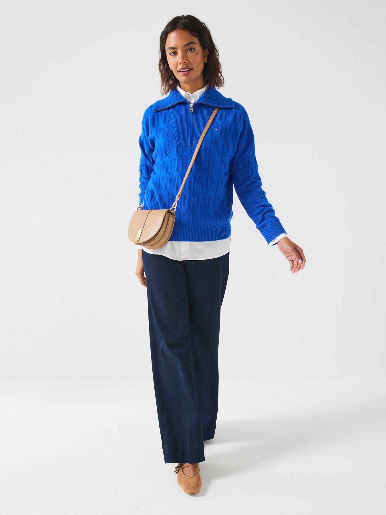 Image 3 of 6 of Tommy Hilfiger Wool Cable Half Zip Sweatshirt - Black